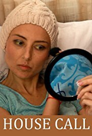 A woman holding a mirror with a surprised or confused expression, wearing a white knit hat, in a bedroom setting, with the text 'HOUSE CALL' at the bottom.