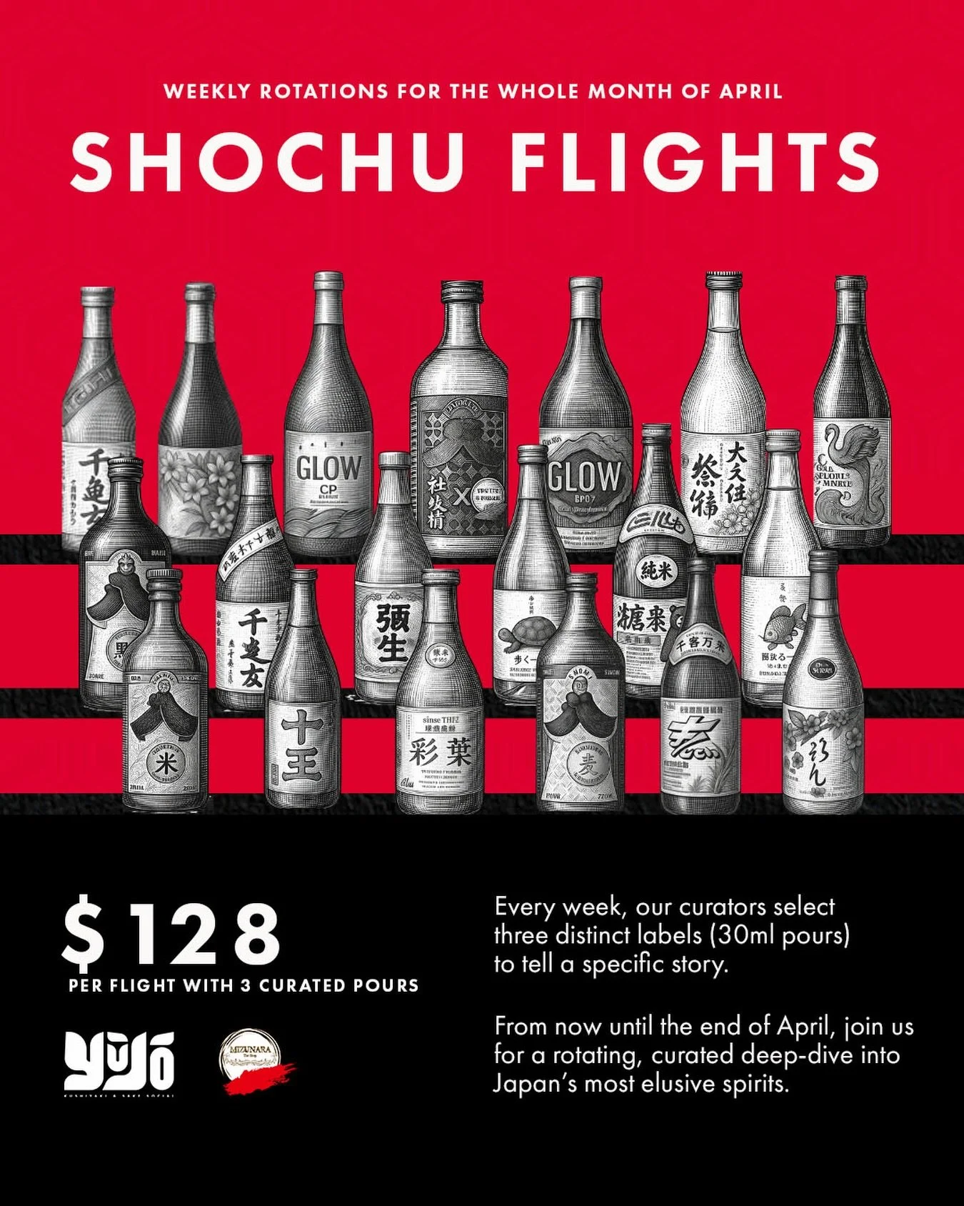 A deep dive into the art of shochu. 🍶✨

This April, we&rsquo;re celebrating Japan&rsquo;s most versatile spirit with a rotating Shochu Flight, three carefully curated pours, handpicked each week by our team. From sweet potato to barley, each 30ml si
