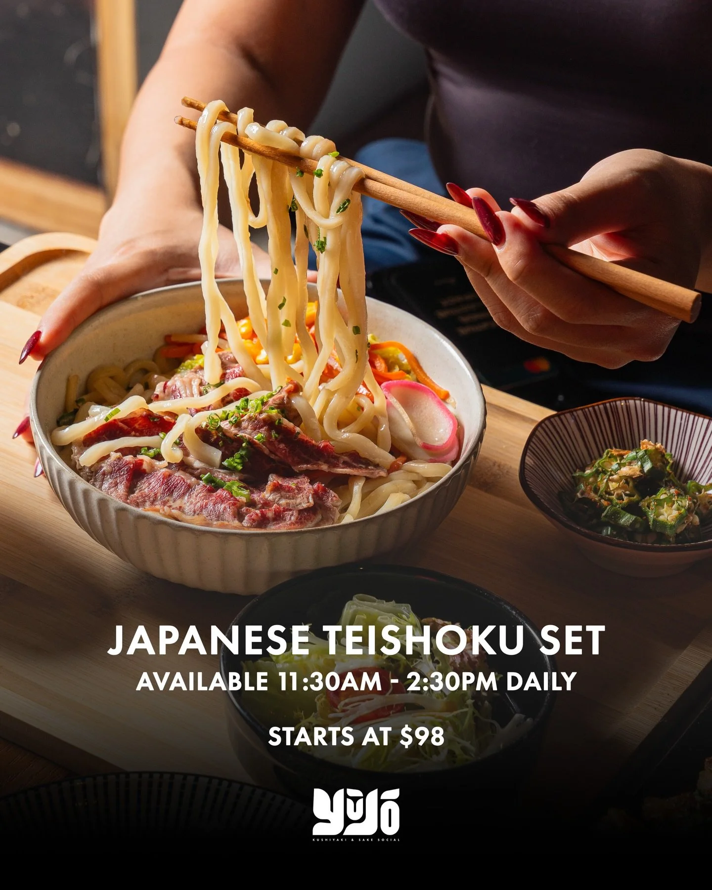 The beauty of a balanced lunch, served your way. 
Our Teishoku Sets bring together fresh sashimi, seasoned rice, and thoughtful sides all in one beautifully composed tray. It&rsquo;s the midday reset you didn&rsquo;t know you needed.

📅 Daily | 11:3
