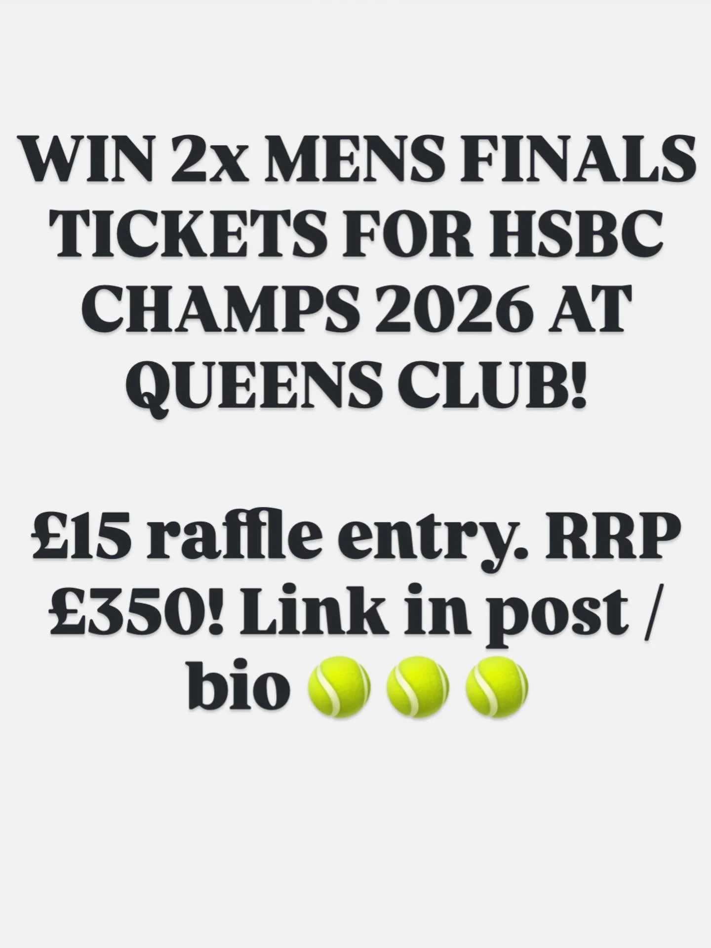 WIN 2 FINALS TICKETS FOR THE MENS QUEENS CLUB CHAMPIONSHIPS!!🚨 🎾 🏆 

Ever fancied getting up close and watching the tennis greats at Queens Club? You could win 2 tickets to the men&rsquo;s final of the HSBC championships. Sunday 21 June 2026 in th