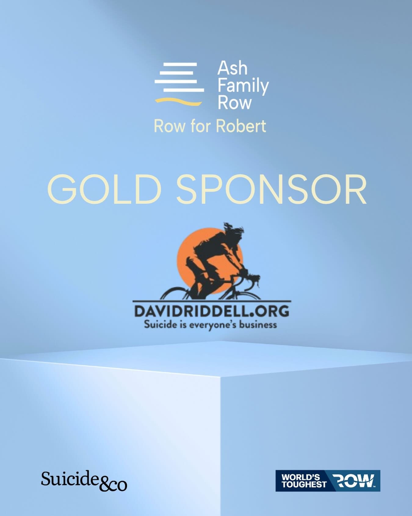 📣 🚨 GOLD SPONSOR ANNOUNCEMENT 📣 🚨 The Ash Family Row is thrilled to announce the David Riddell Memorial CIO as a GOLD SPONSOR!! 

The David Riddell Memorial CIO is established to reduce the number of people who take their own lives by educating p