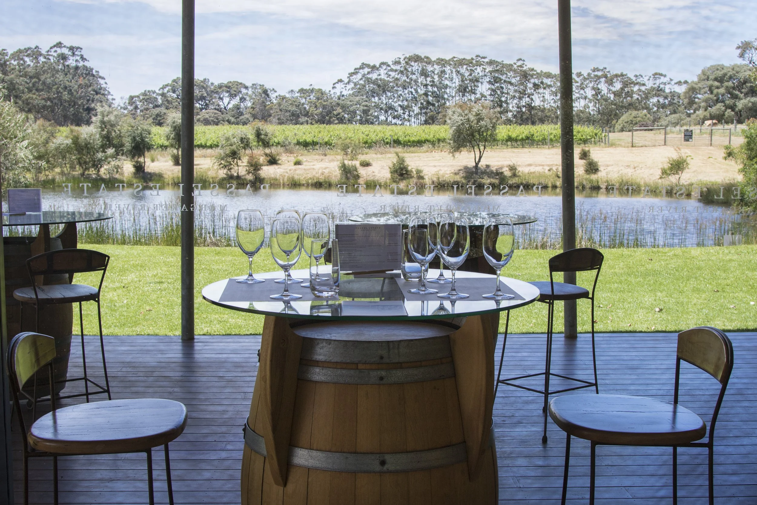 Margaret River winery cellar door wine tasting overlooking vineyard lake private tour.