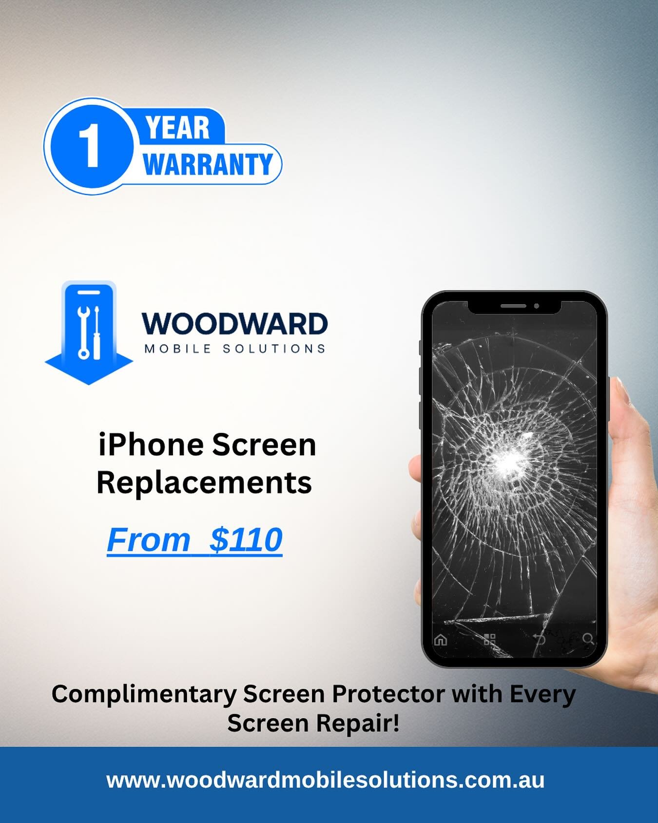 💥 Smashed your iPhone screen?
We replace iPhone screens from just $110 &mdash; with a 1-year warranty and free screen protector included!
Dm to Book now 📲 www.woodwardmobilesolutions.com.au
