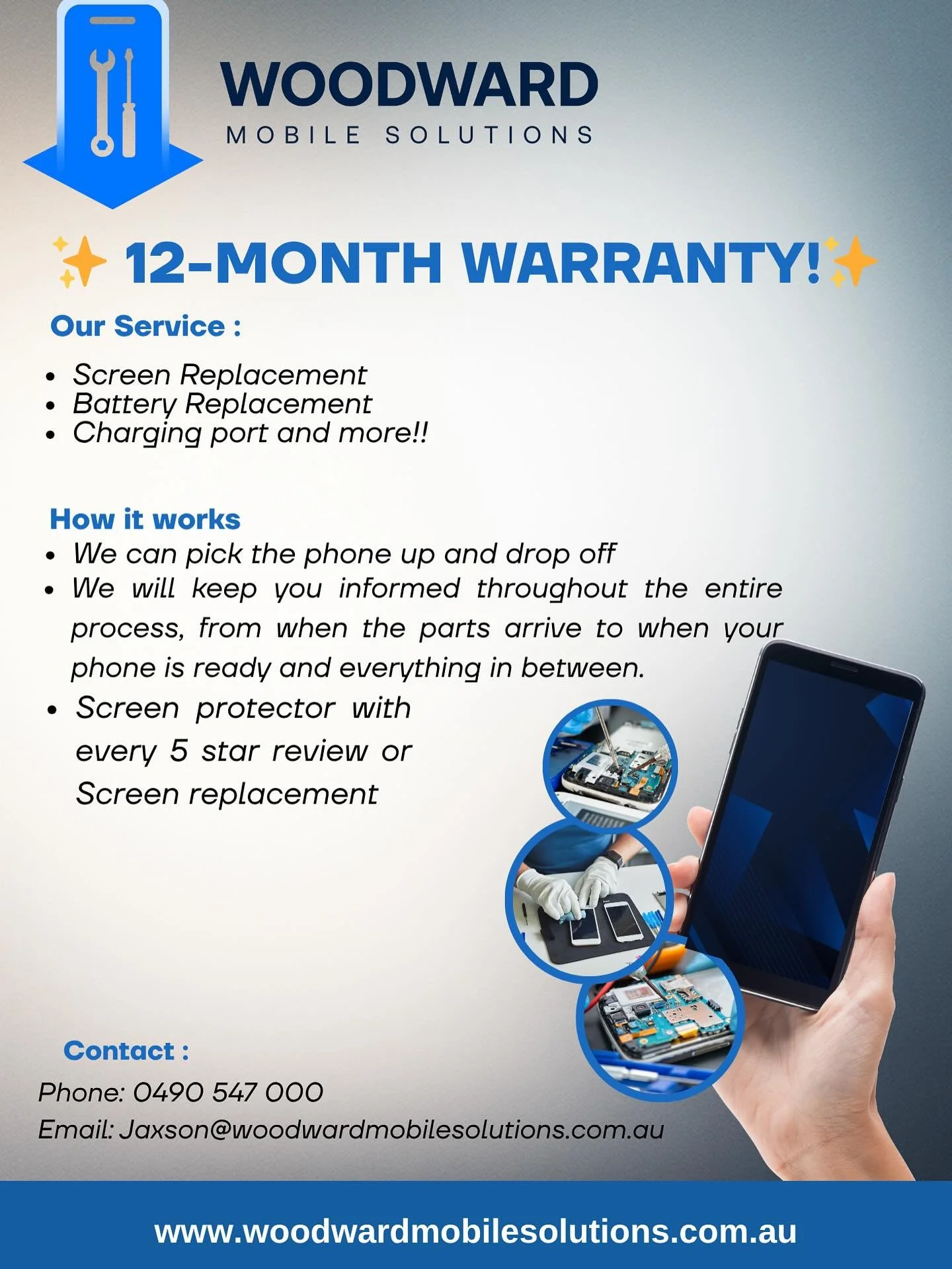 📱 Cracked screen? Dead battery? We&rsquo;ve got you covered!
✅ 1-Year Warranty
✅ Fast &amp; Reliable Service
Visit 👉 www.woodwardmobilesolutions.com.au

#woodwardmobilesolutions #bendigo #iphonerepair #repair #mobilephones #apple #samsung