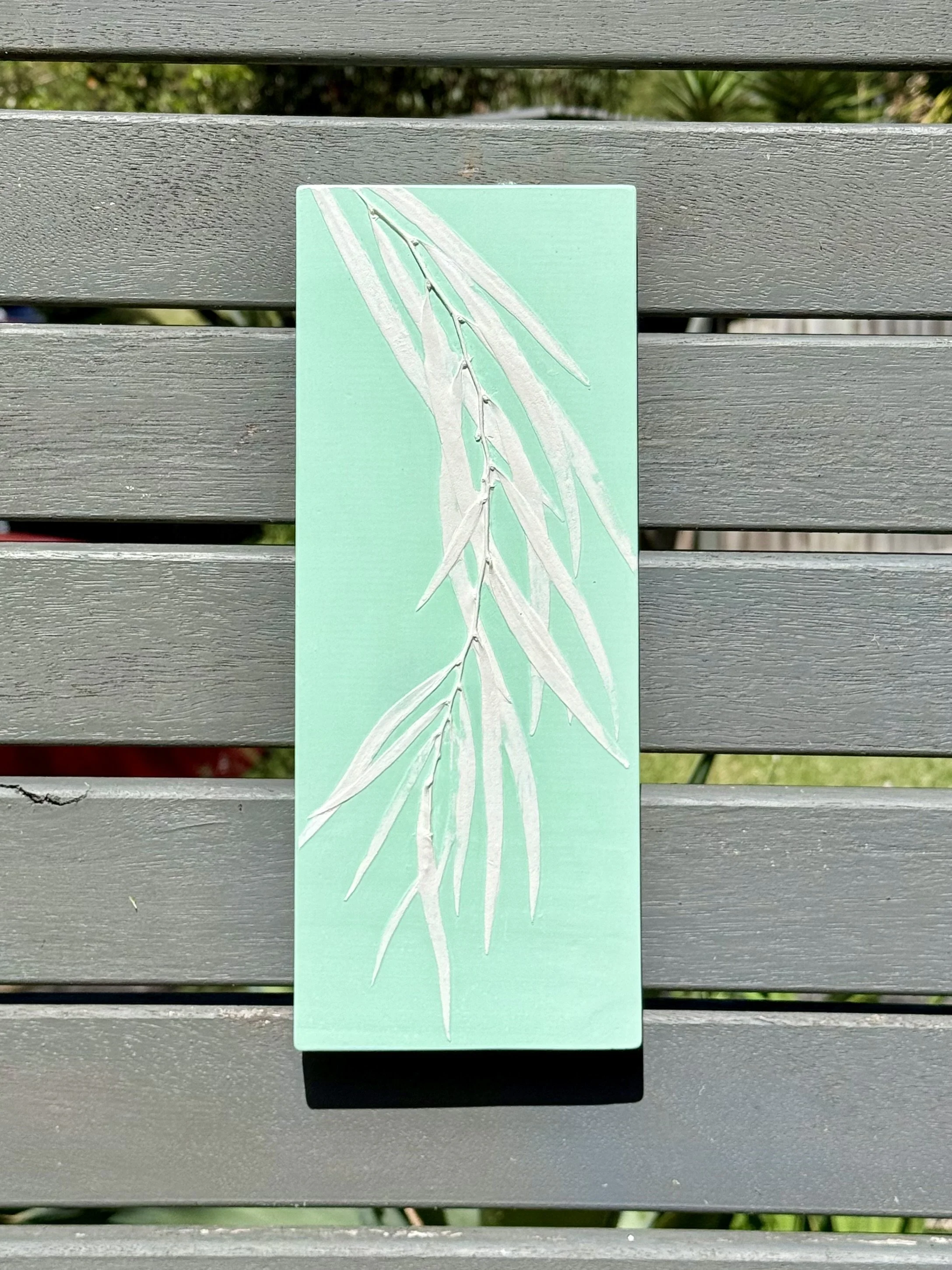 Wattle/Mimosa in white and light purple Wedgwood