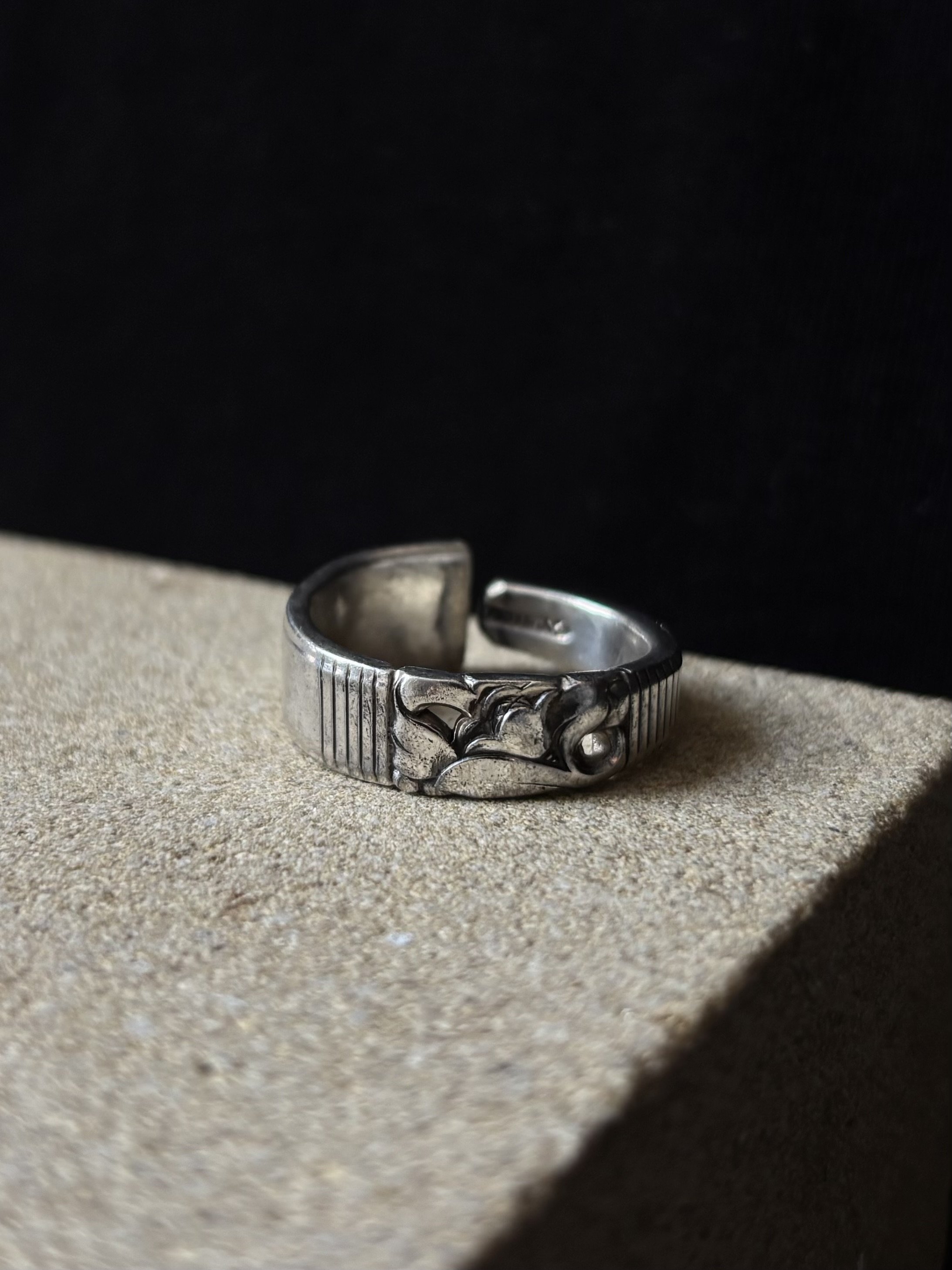 Two Sided Floral Spoon Ring