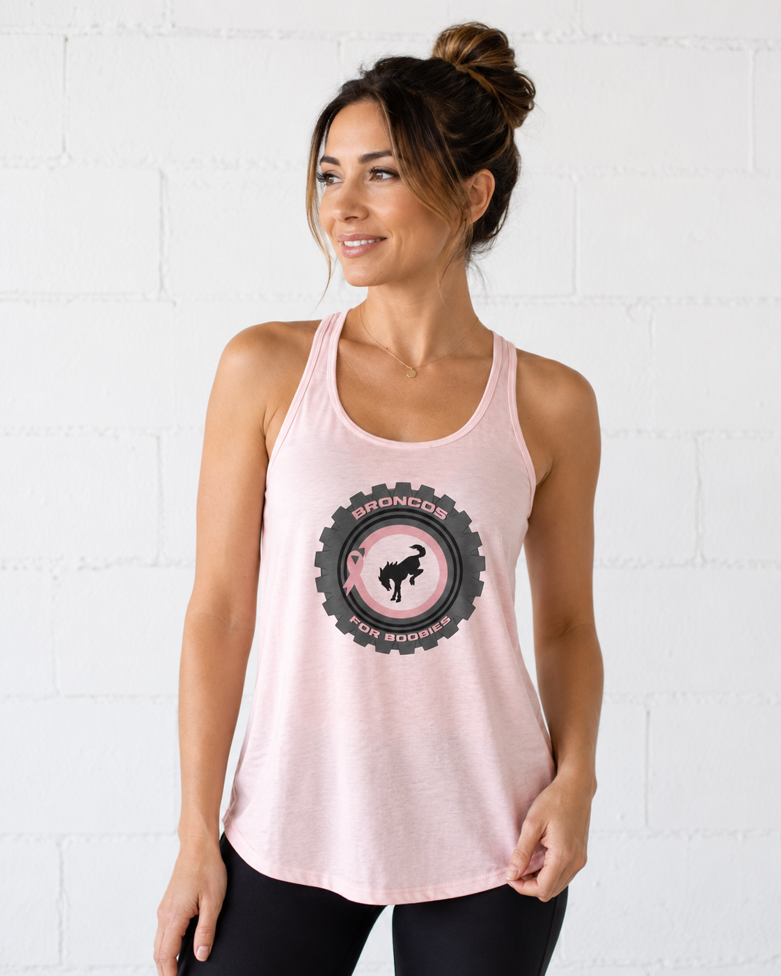 Broncos for Boobies Women's Flowy Racerback Tank | Soft Pink