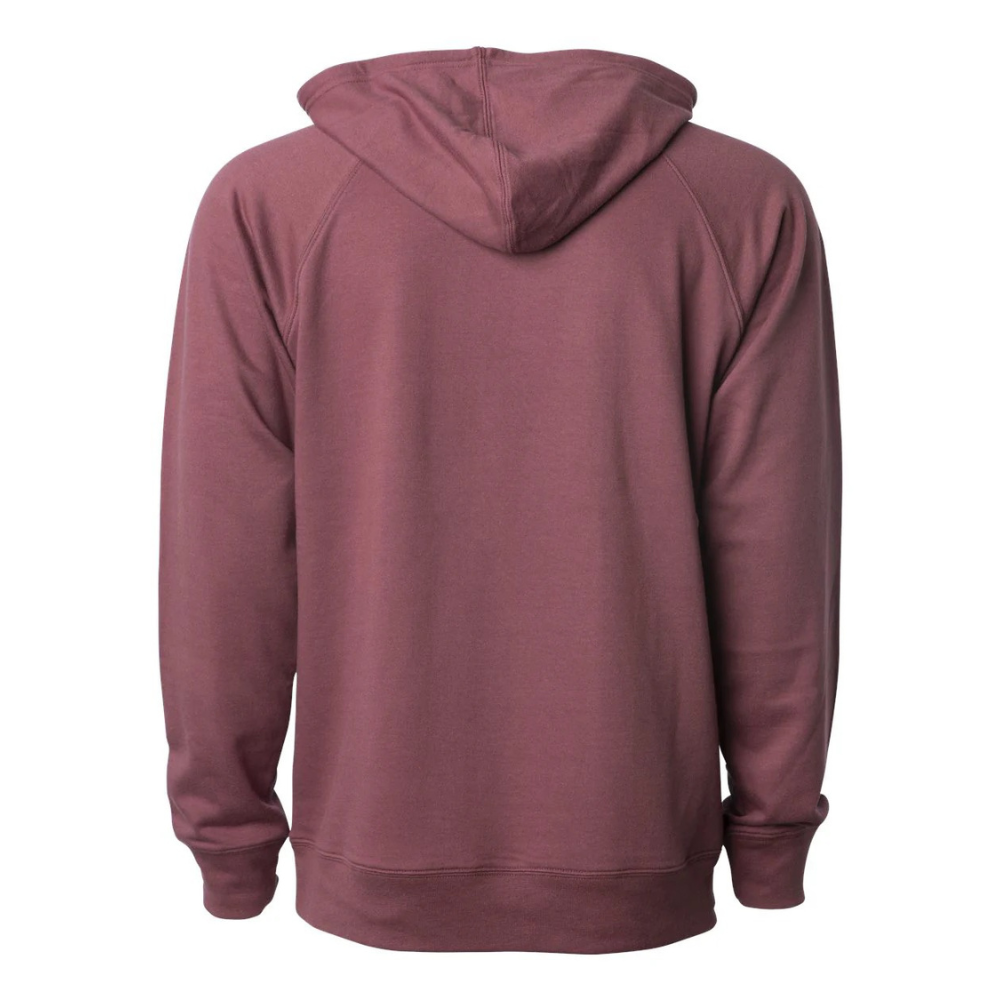 Plain Back  port-colored lightweight loopback terry hooded pullover
