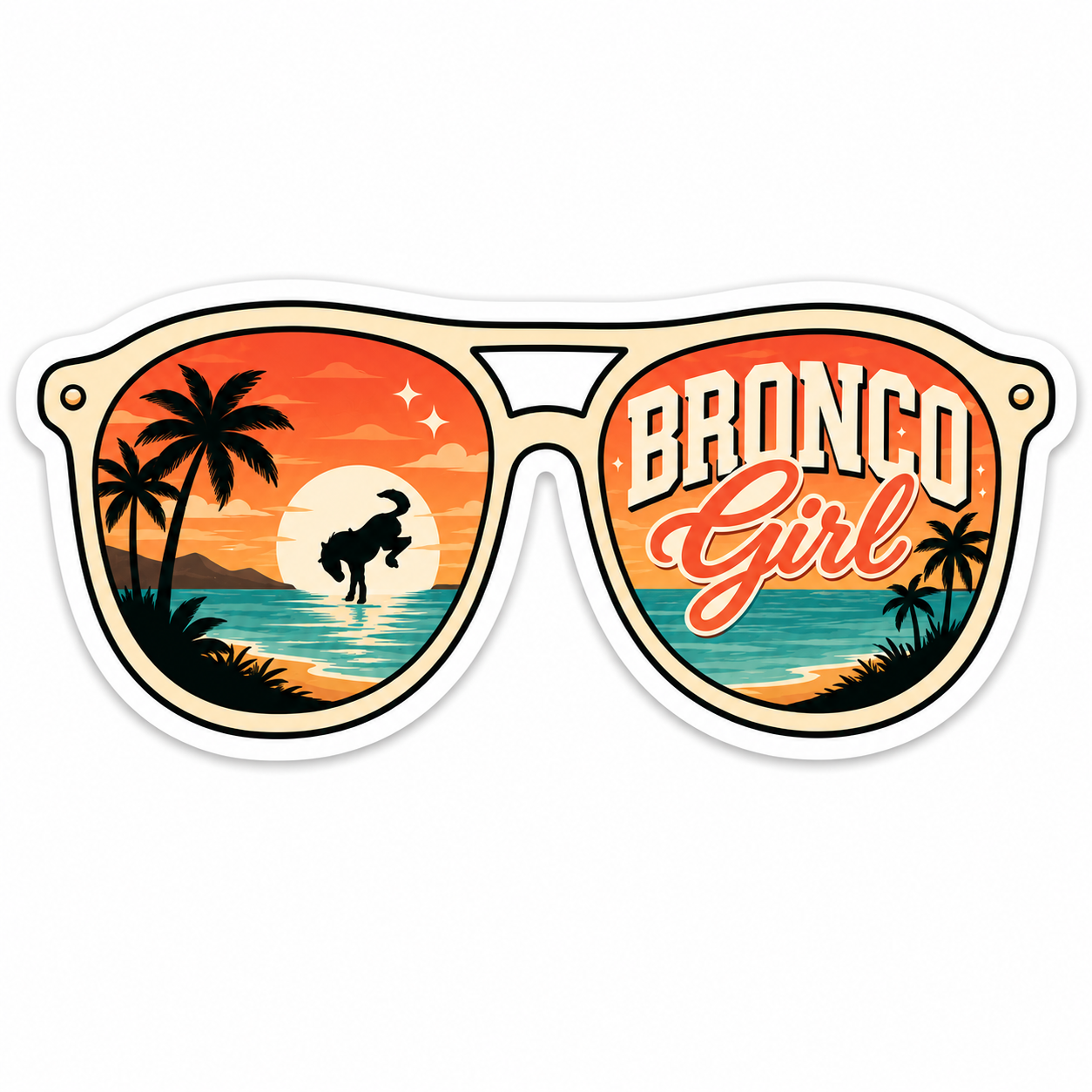 Bronco Girl Sunglasses Vinyl Sticker | Matte Waterproof Decal