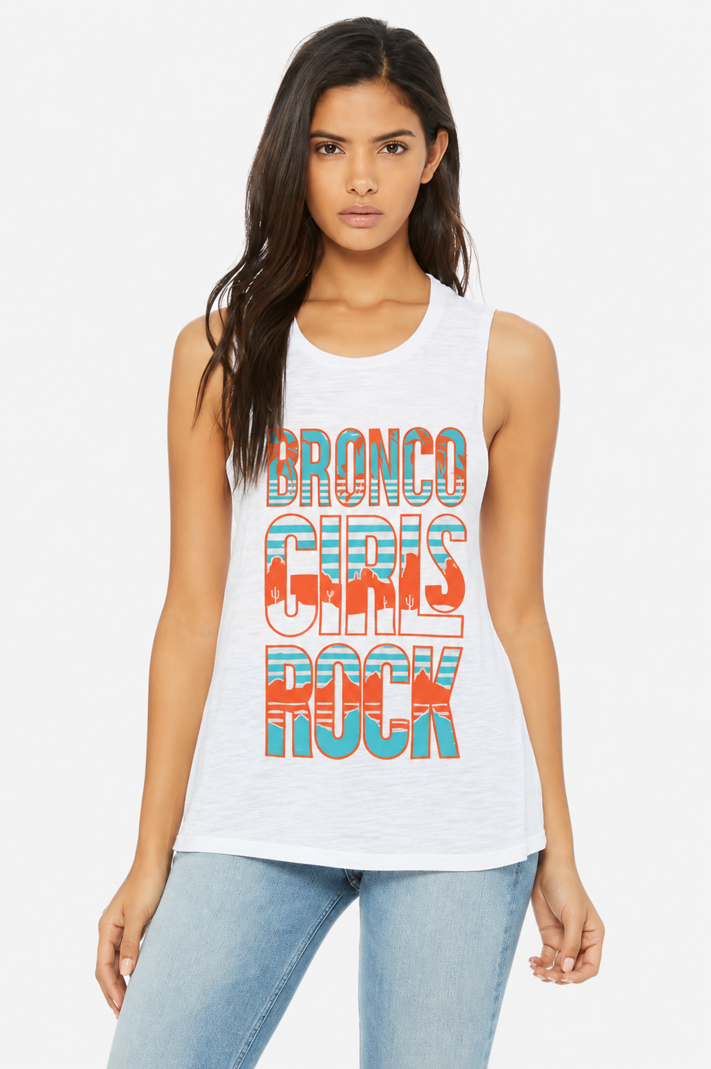 Women's "Bronco Girls Rock" Landscape Muscle Tank