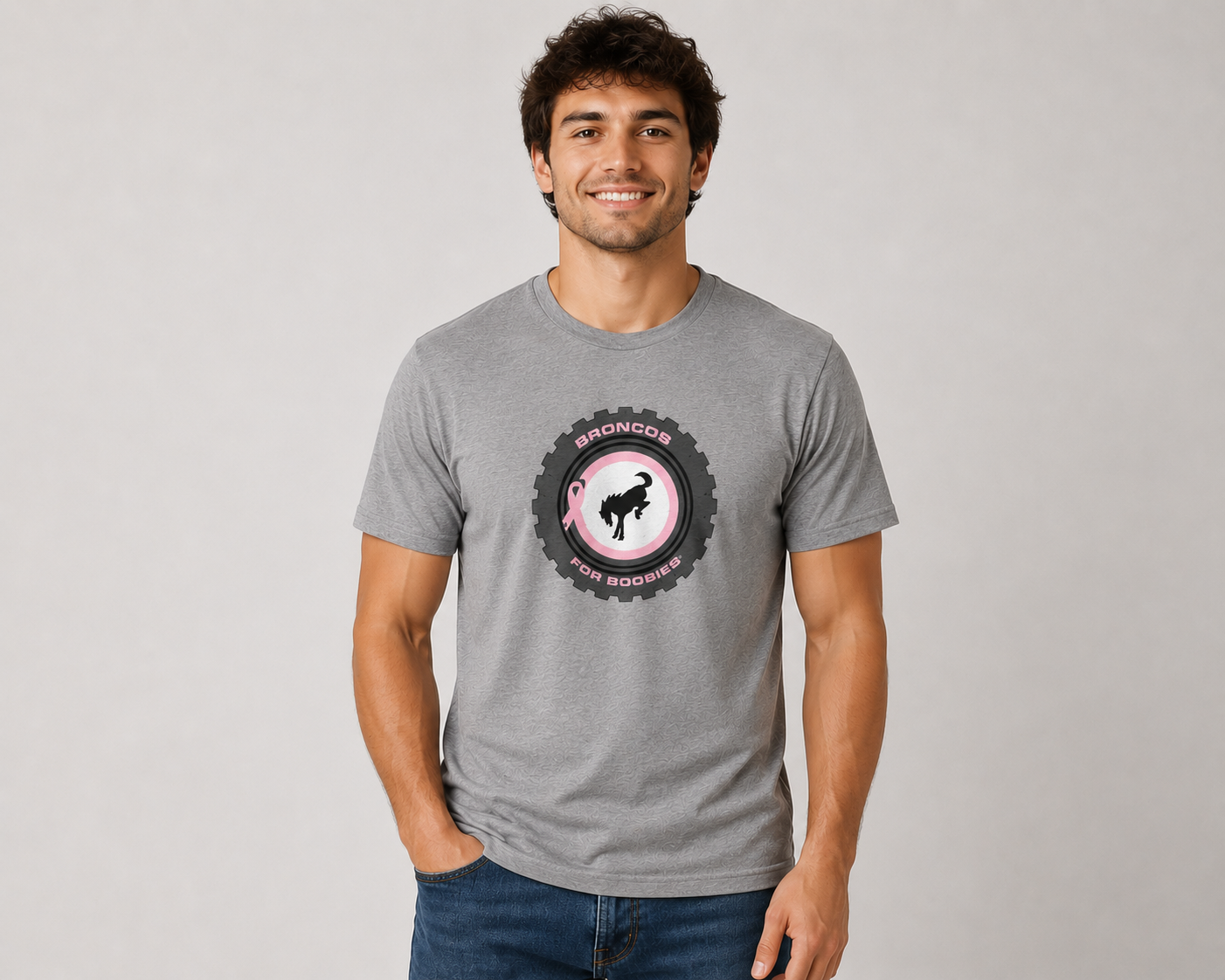 Broncos for Boobies Unisex T-Shirt | Athletic Heather