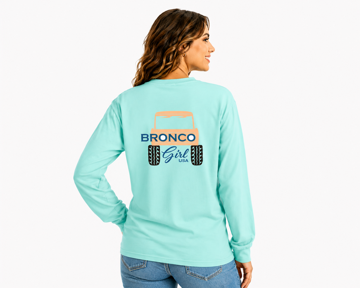 Bronco Girl USA Graphic Pocket Tee | Comfort Colors® Long Sleeve