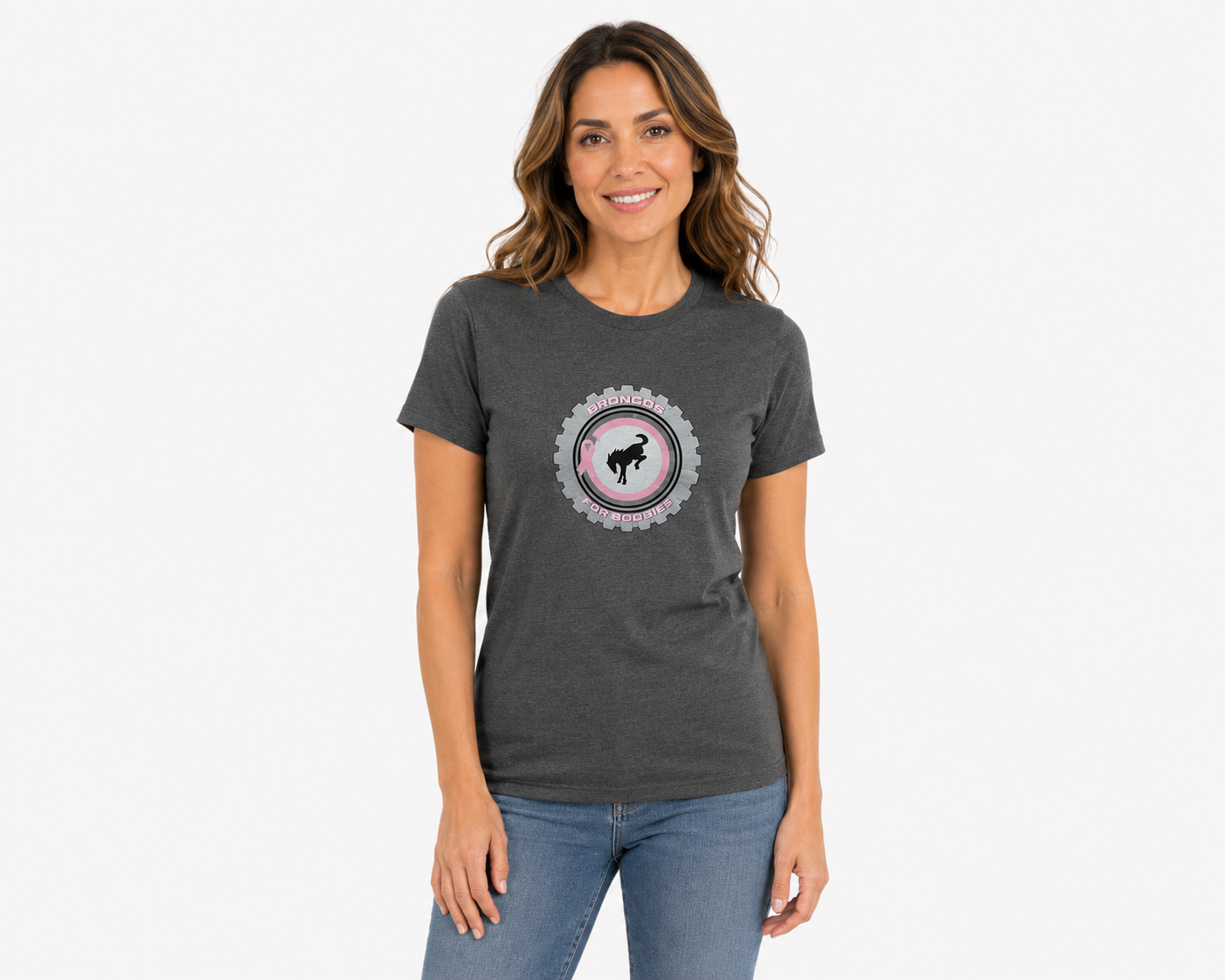 Broncos for Boobies Women's Perfect Tri Tee | Charcoal