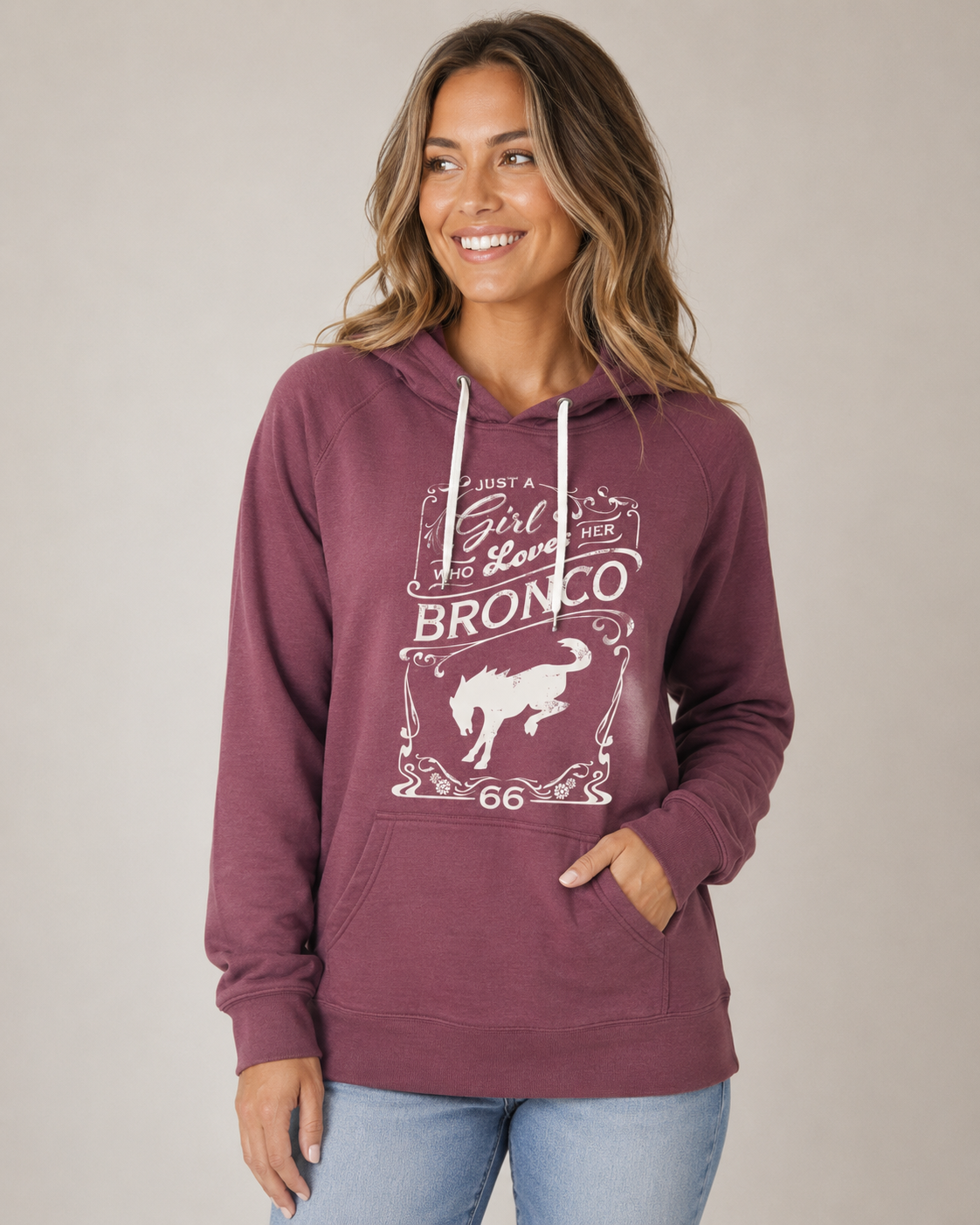 Just a Girl Who Loves Her Bronco | Lightweight Loopback Terry Pullover