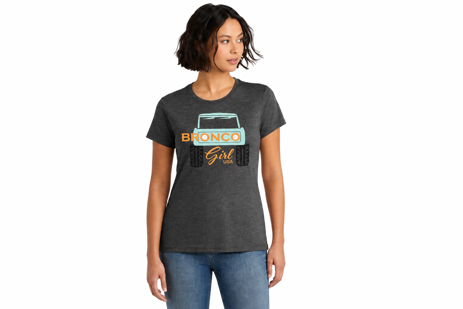 Bronco Girl USA Graphic Tee | Dark Heather Grey
