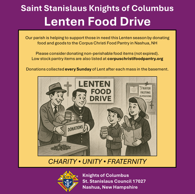 Announcement: Lenten Food Drive