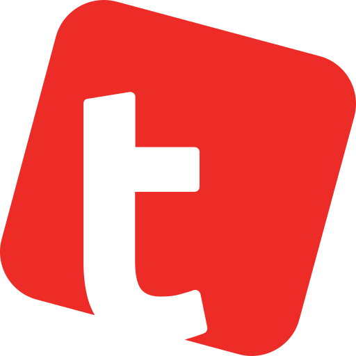 Red square background with a white lowercase 't' logo, representing Tumblr.