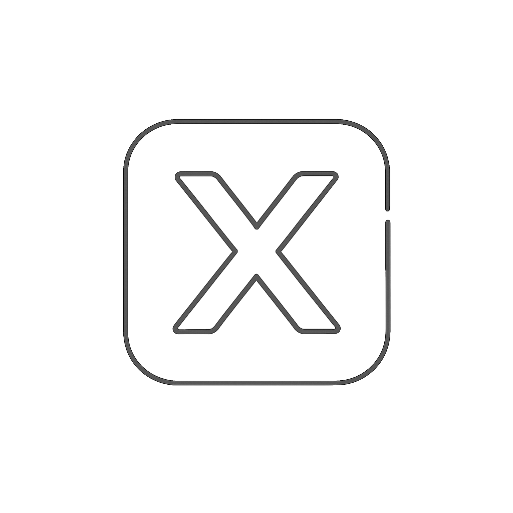 Outline icon of the letter X inside a rounded square.