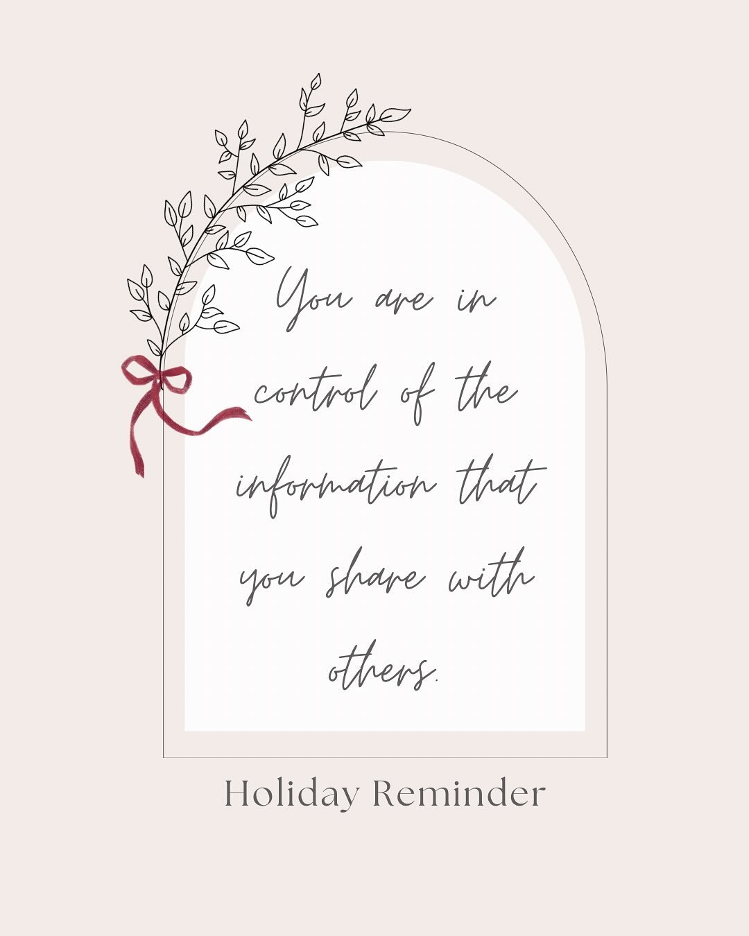🎅🏻

Merry Christmas to those who celebrate! 

This seemed like an important reminder as people visit with family today. Setting boundaries with family can be tricky. We often feel like we have to manage other people&rsquo;s emotions. Guilt and anxi