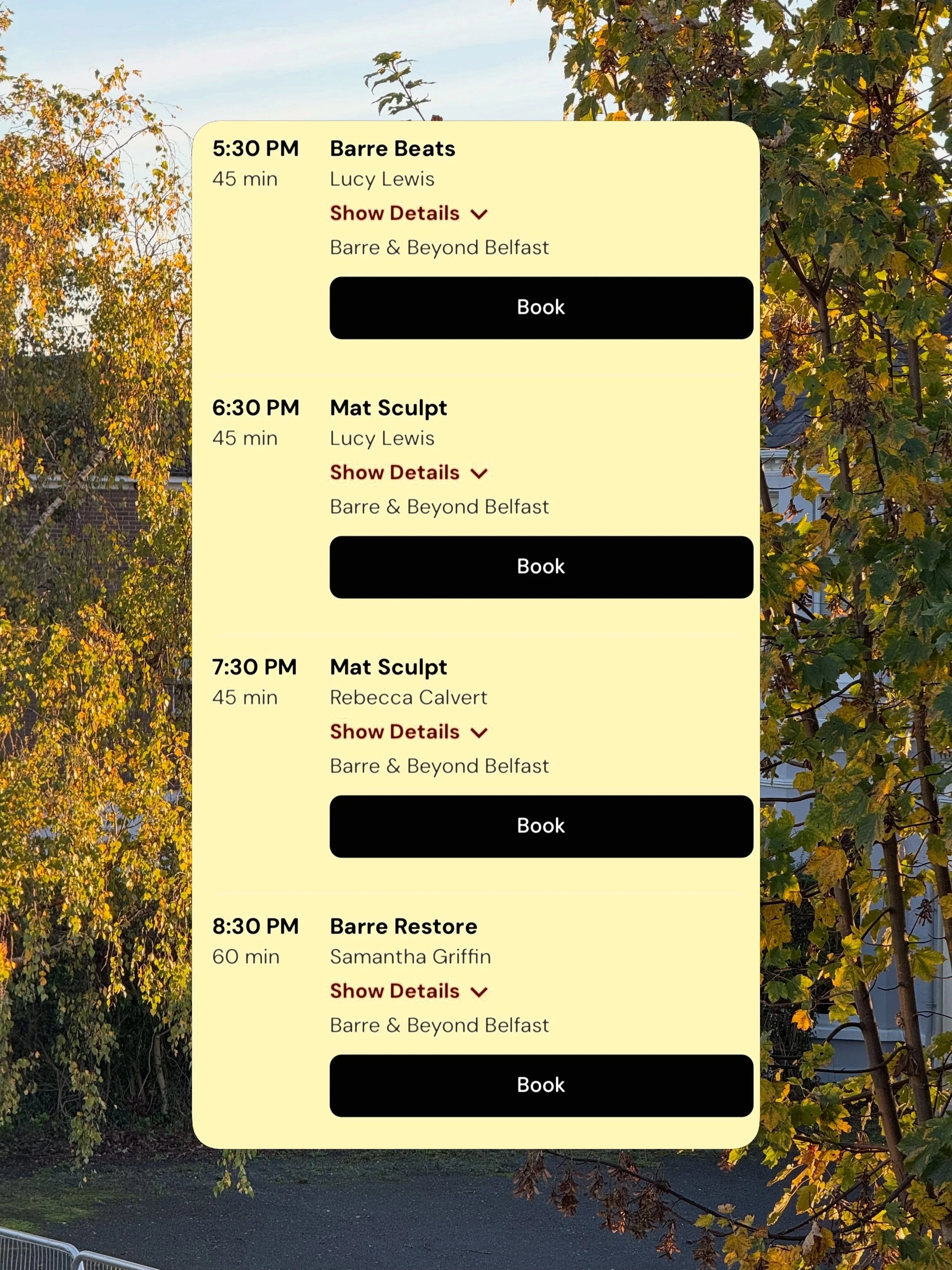Tonight&rsquo;s line-up ☔🍂

The rain is doing its best to drown us today so come dry off, warm up and move with us 🤍

🎶 5:30pm Barre Beats with @pilateswithlucy._ 
🔥 6:30pm Mat Sculpt with @pilateswithlucy._ 
🔥 7:30pm Mat Sculpt with @rebeccaava
