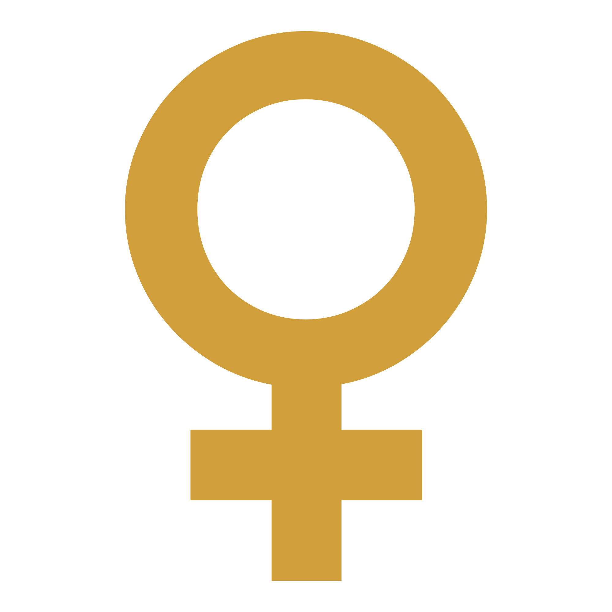 A mustard yellow gender symbol indicating womanhood.