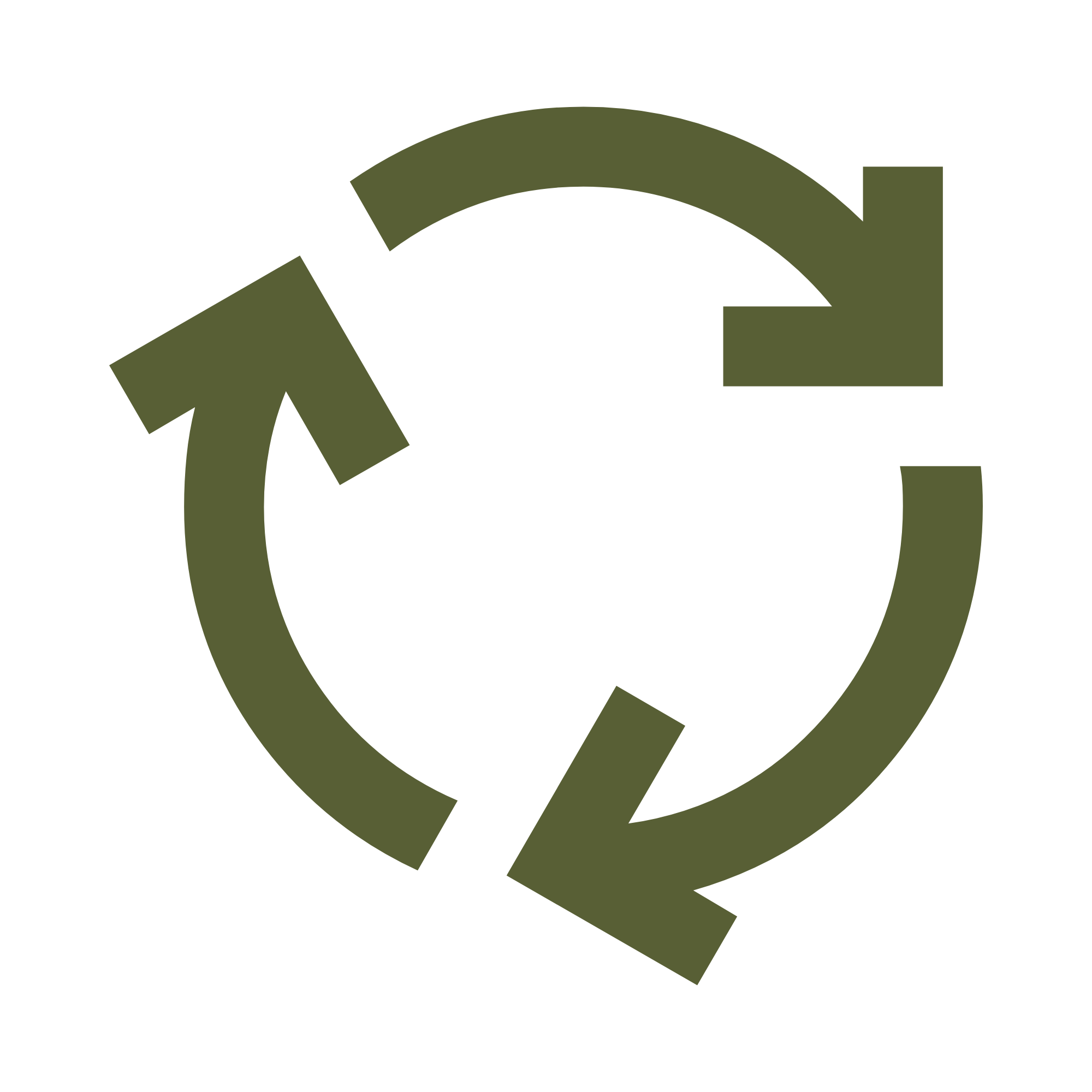 A dark green circular cycle of arrows pointing to each other.