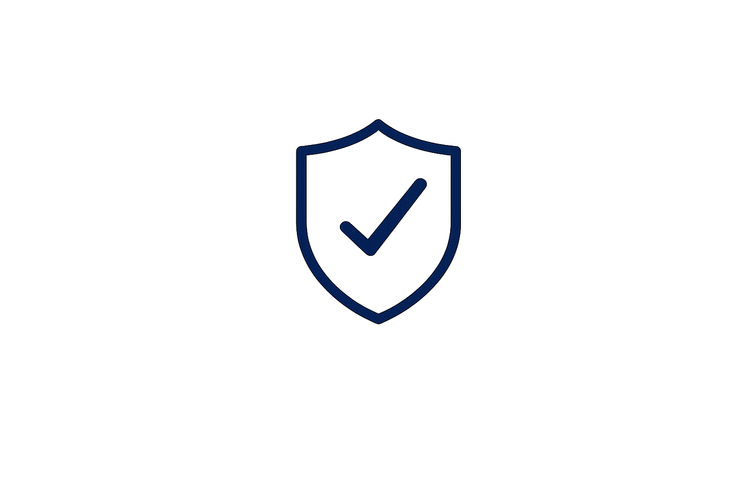 Escudo con marca de verificación en el centro, simbolizando protección o seguridad.