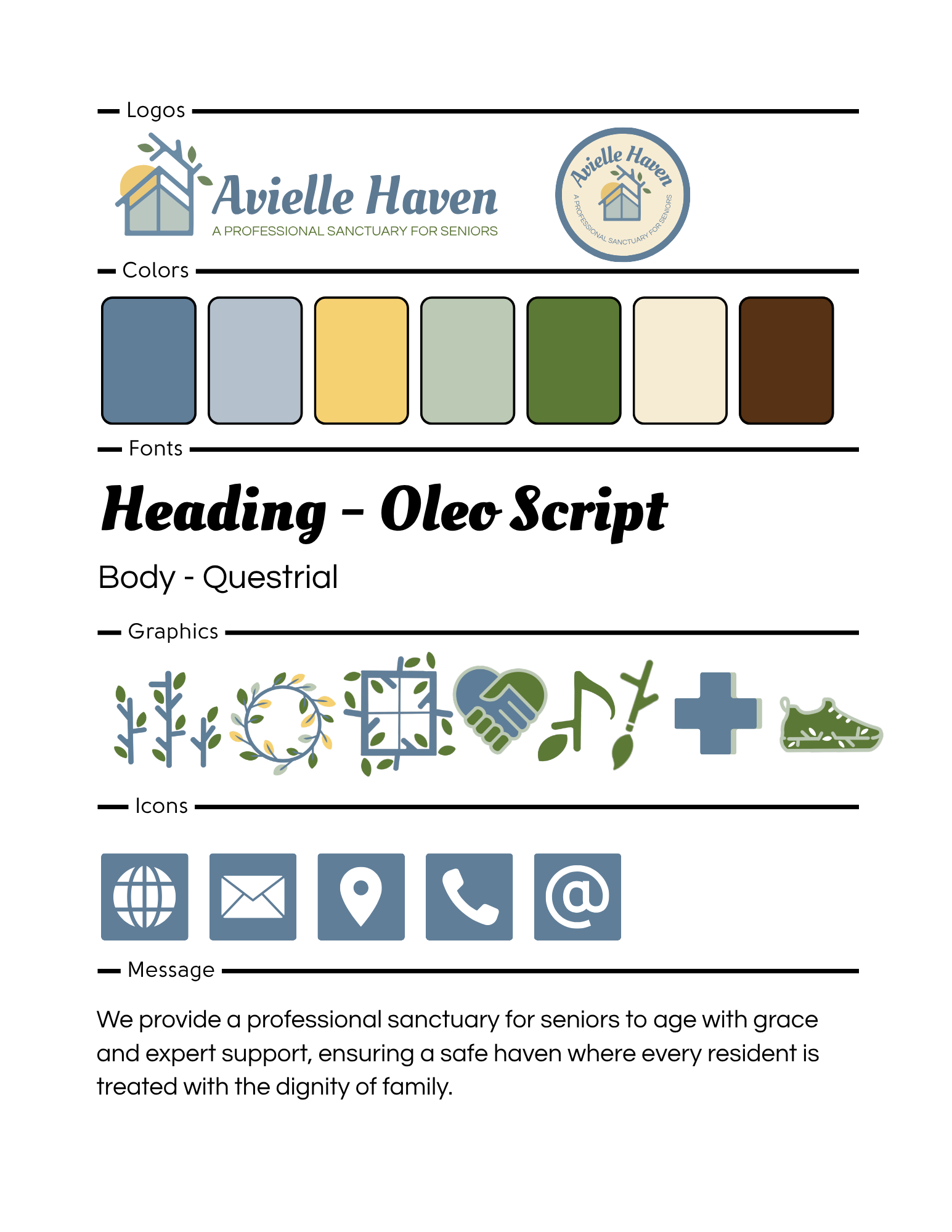 Custom brand identity and logo design for Avielle Haven senior sanctuary by Made Up Media.