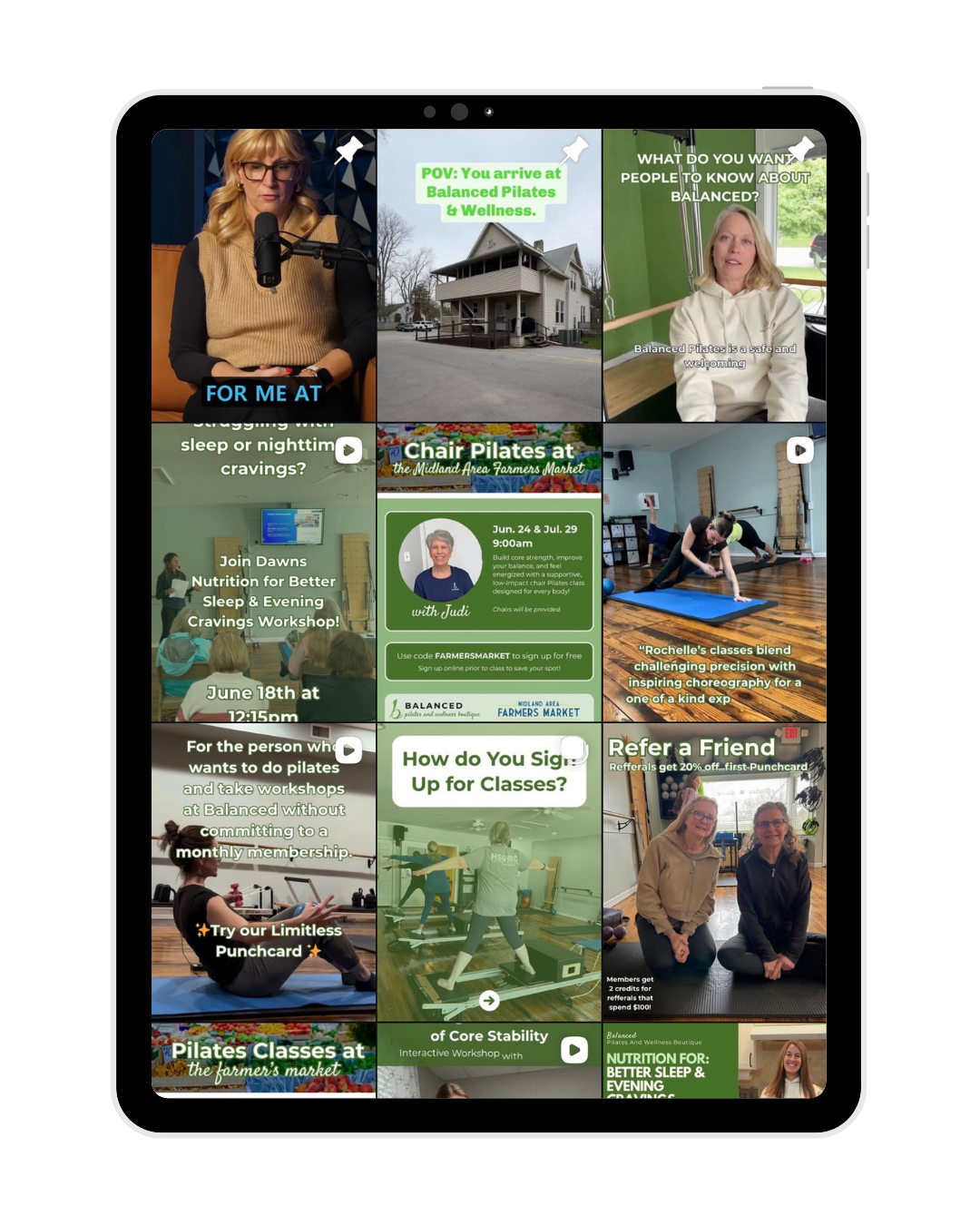 Pilates and wellness business Instagram social media profile managed by the MadeUp Media Marketing team.