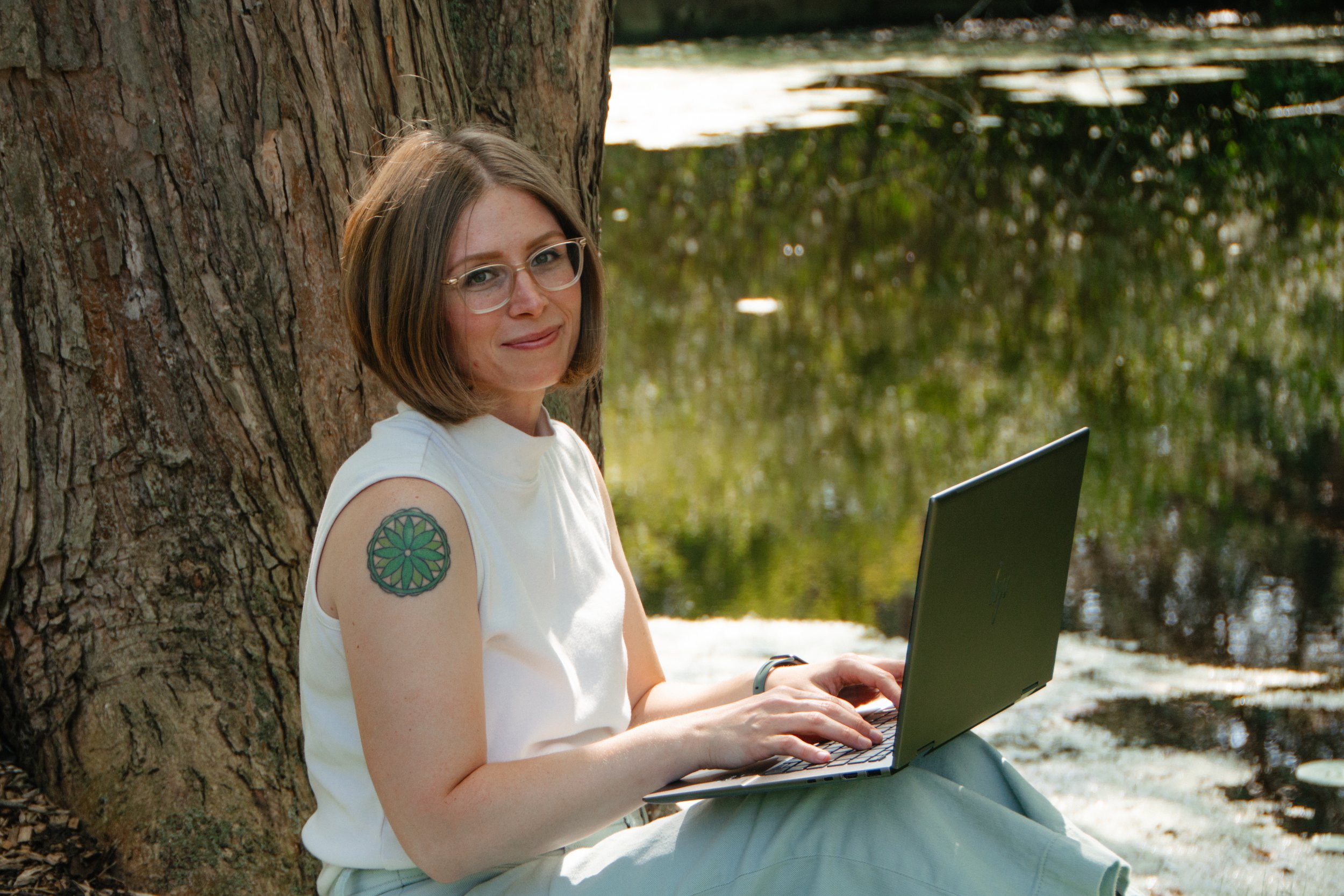 Made Up Media founder Kathleen Haney creating website and social media content for Mid Michigan small businesses.