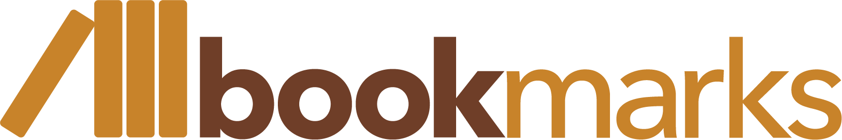 Colored text logo that reads 'bookmarks' with stylized design to display the company leaving a positive review for small business marketing services.