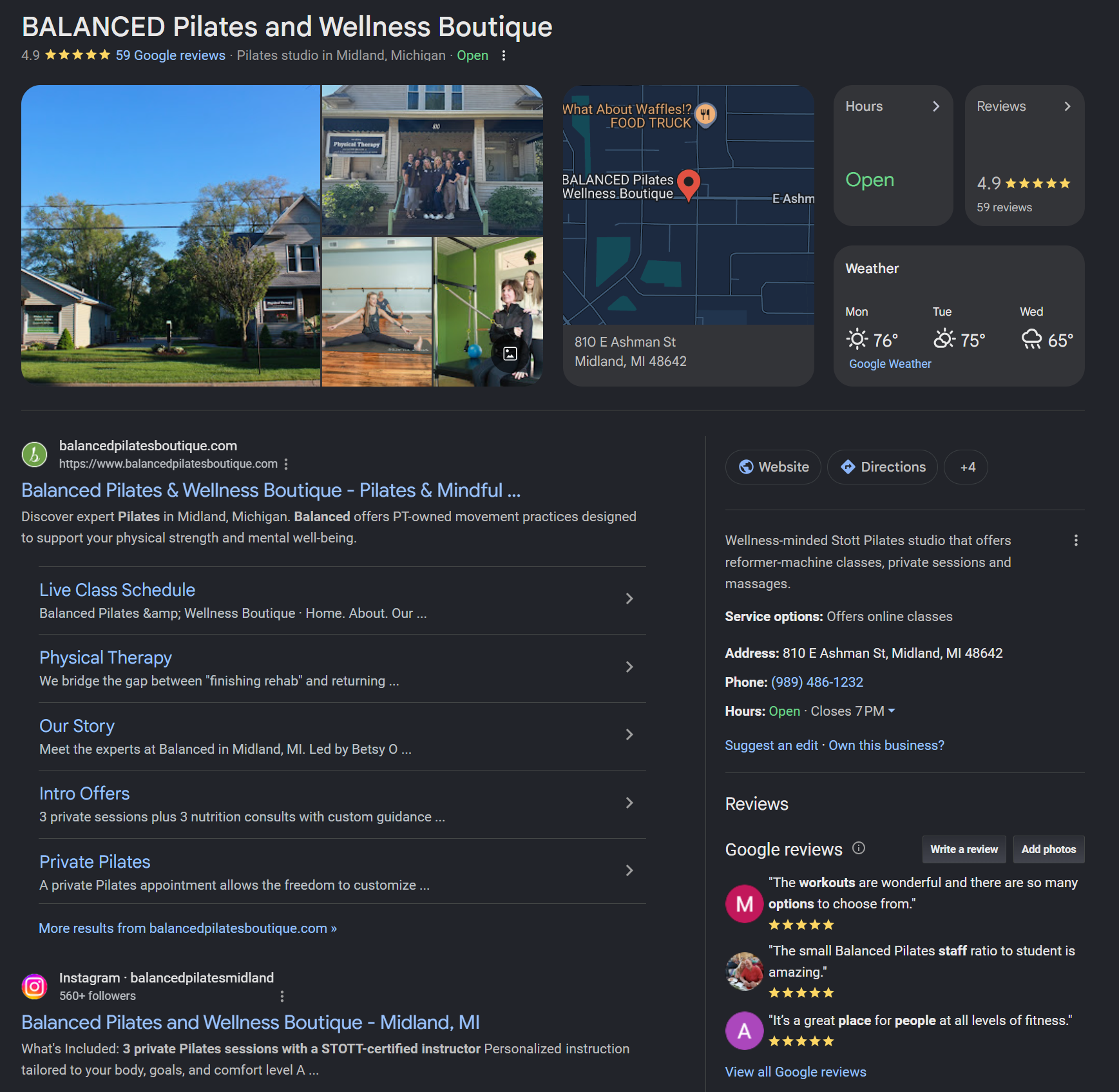 Optimized Google Business Profile listing in Midland, MI, managed by Made Up Media local SEO services.