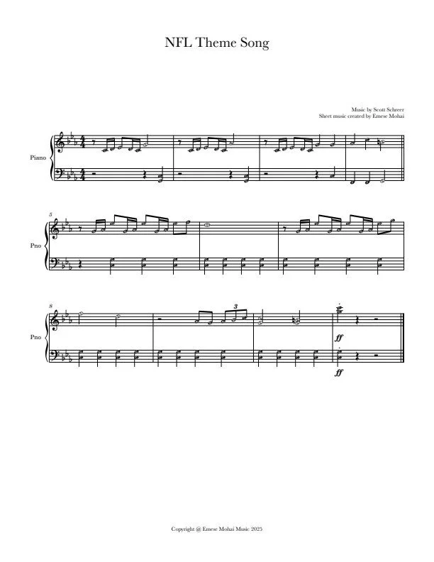 EMESE MOHAI COLLECTION- NFL THEME SONG ON FOX - BEGINNER PIANO