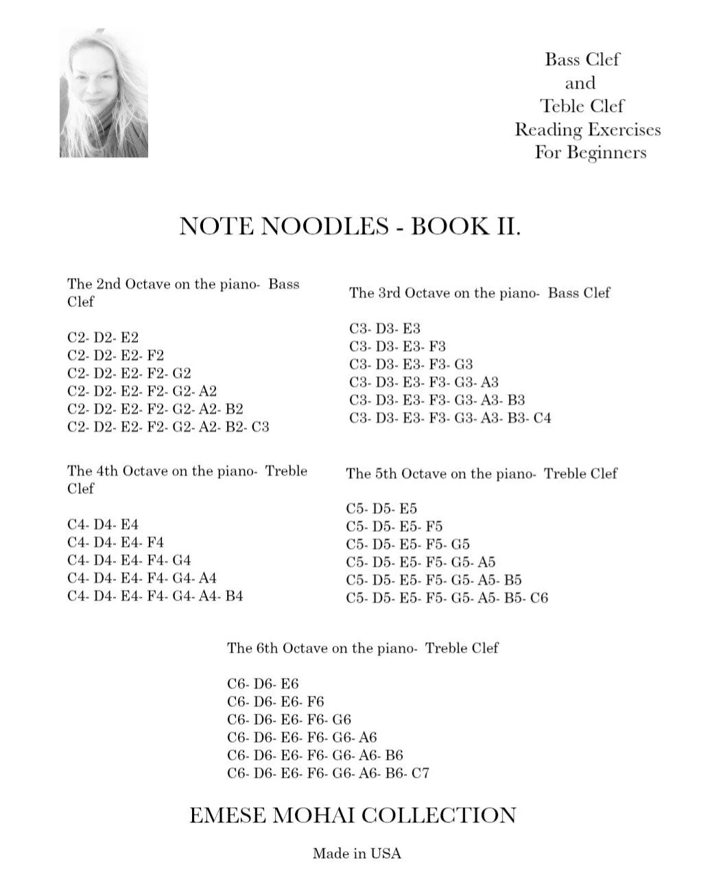 NOTE NOODLES- BOOK II. - BEGINNER NOTE READING EXERCISES- EMESE MOHAI ...