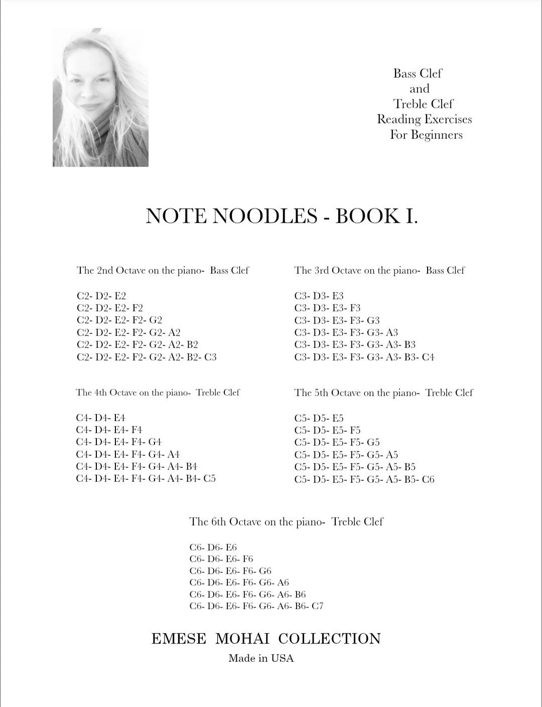 NOTE NOODLES- BOOK I. - BEGINNER NOTE READING EXERCISES - EMESE MOHAI COLLECTION