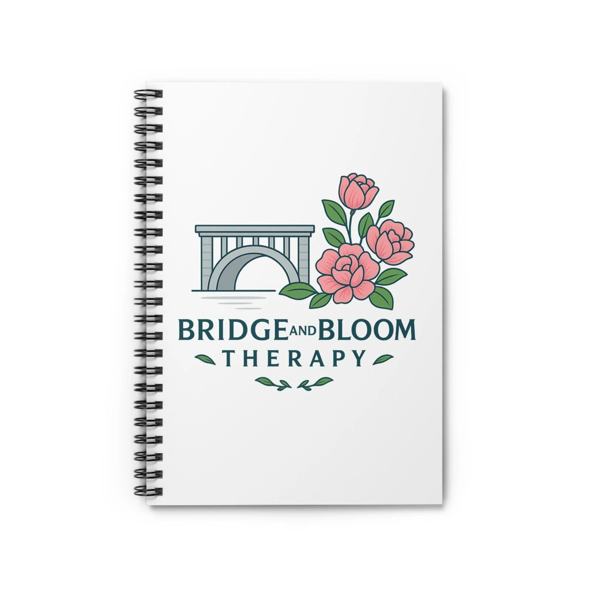 Therapy Spiral Notebook - Bridge & Bloom Design, Self-Care Journal, Floral Writing Pad, Wellness Gift, Mental Health Planner