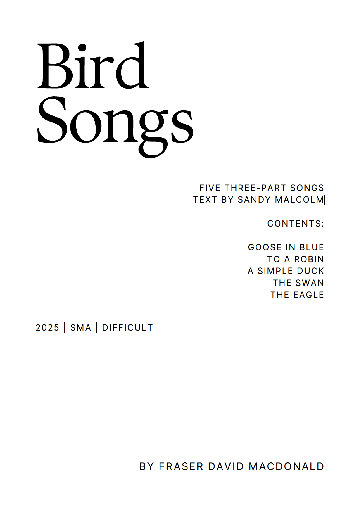 Bird Songs - Collection of Five - PDF