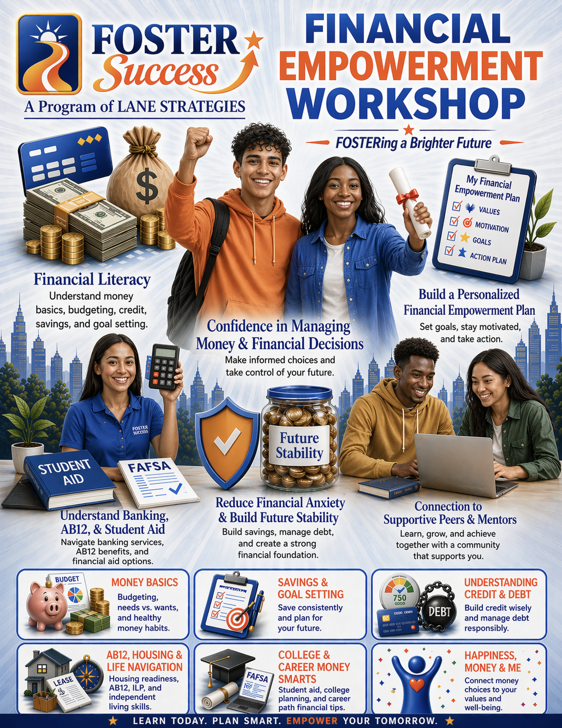 Six-part financial literacy workshop series for foster youth Trauma-informed financial empowerment program for foster youth in Sacramento