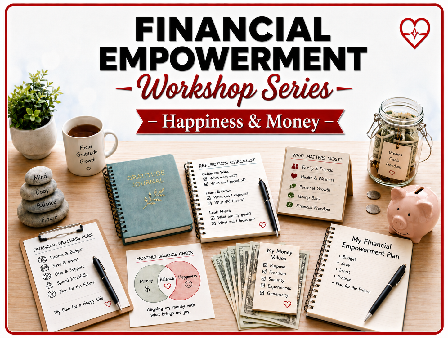 Happiness, Money & Me workshop: Youth connect values, goals, and financial habits to create a personalized financial empowerment plan. values sorting, life vision mapping