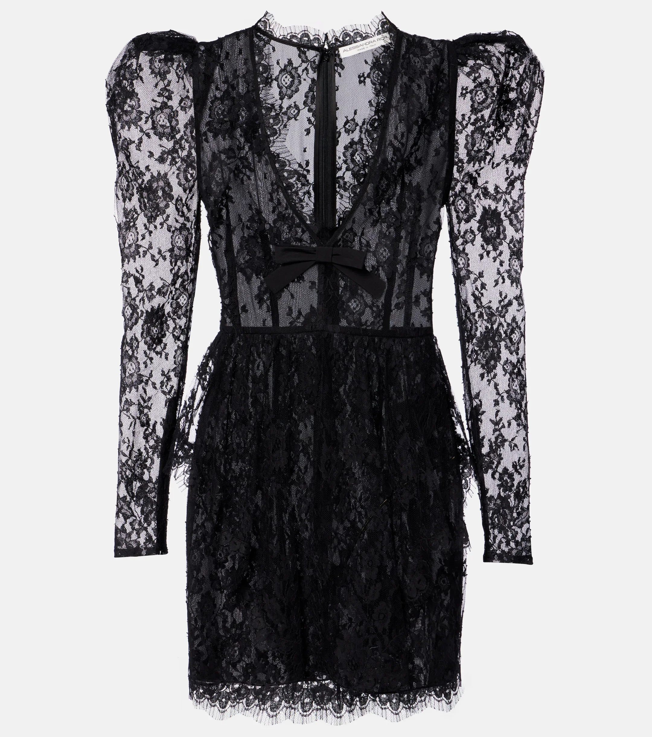 Дантелена мини-рокля с панделка