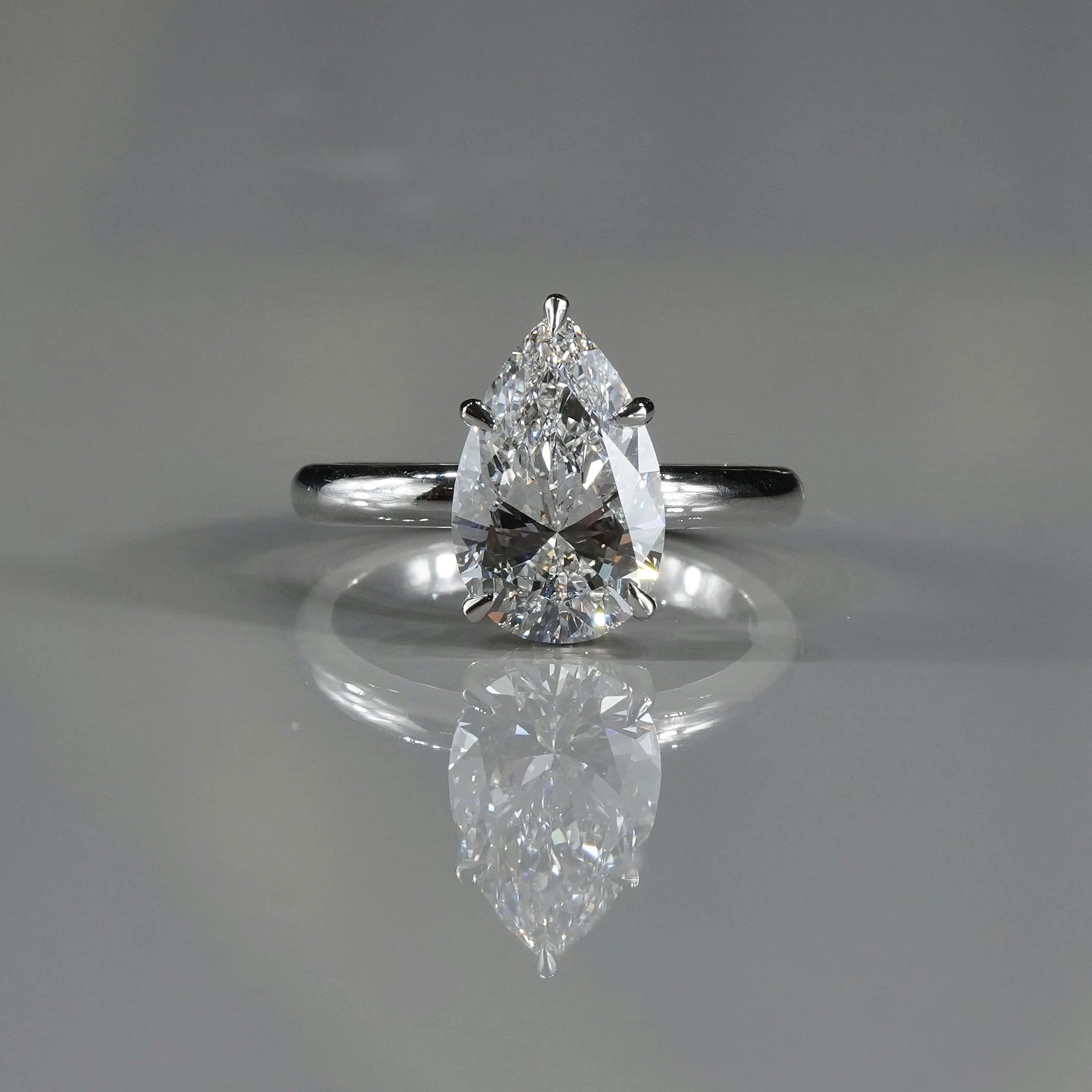 3ct Pear Cut Diamond Hidden Halo Ring in Platinum – IGI Certified – Box View | Eighty8Diamonds