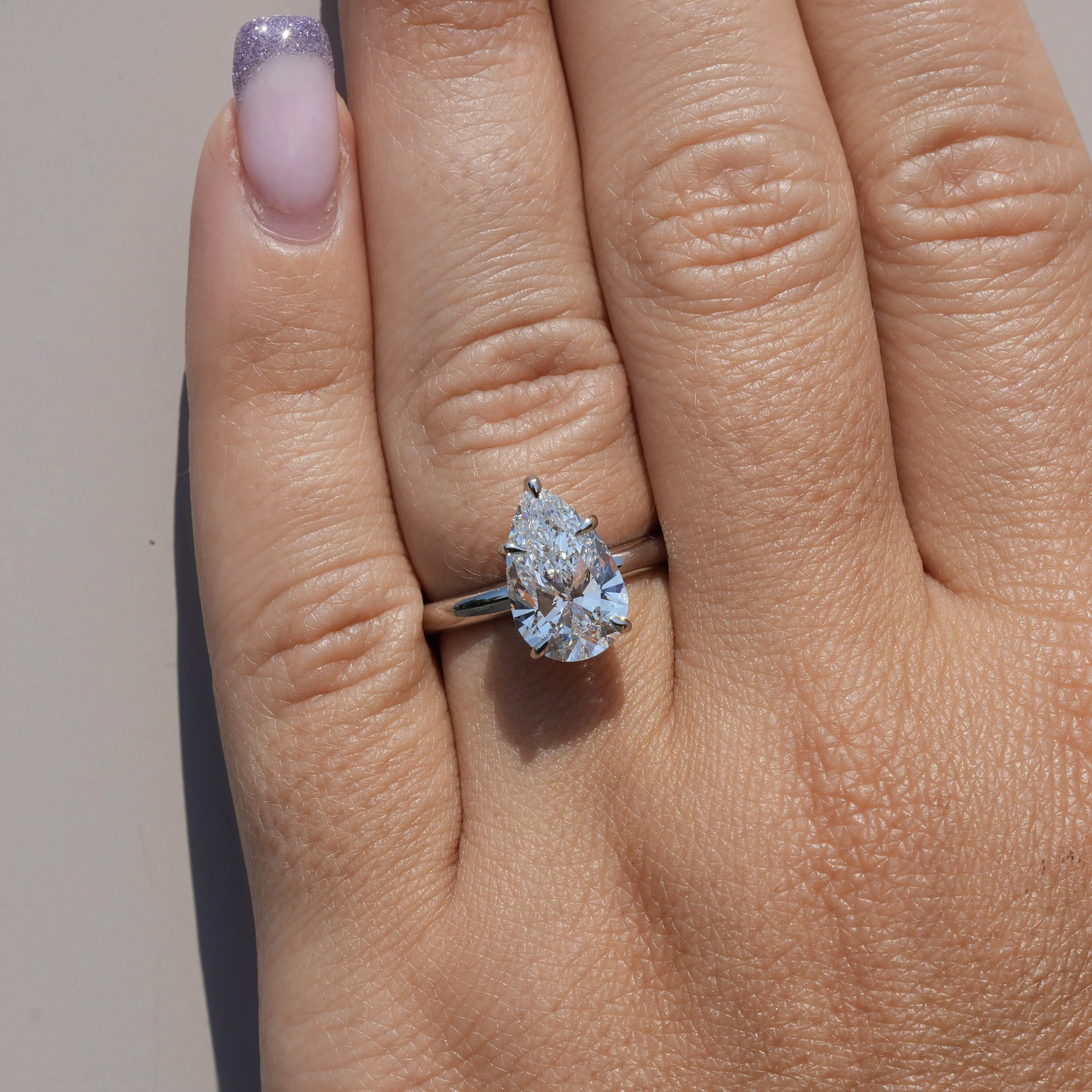 3ct Pear Cut Diamond Hidden Halo Ring in Platinum – IGI Certified