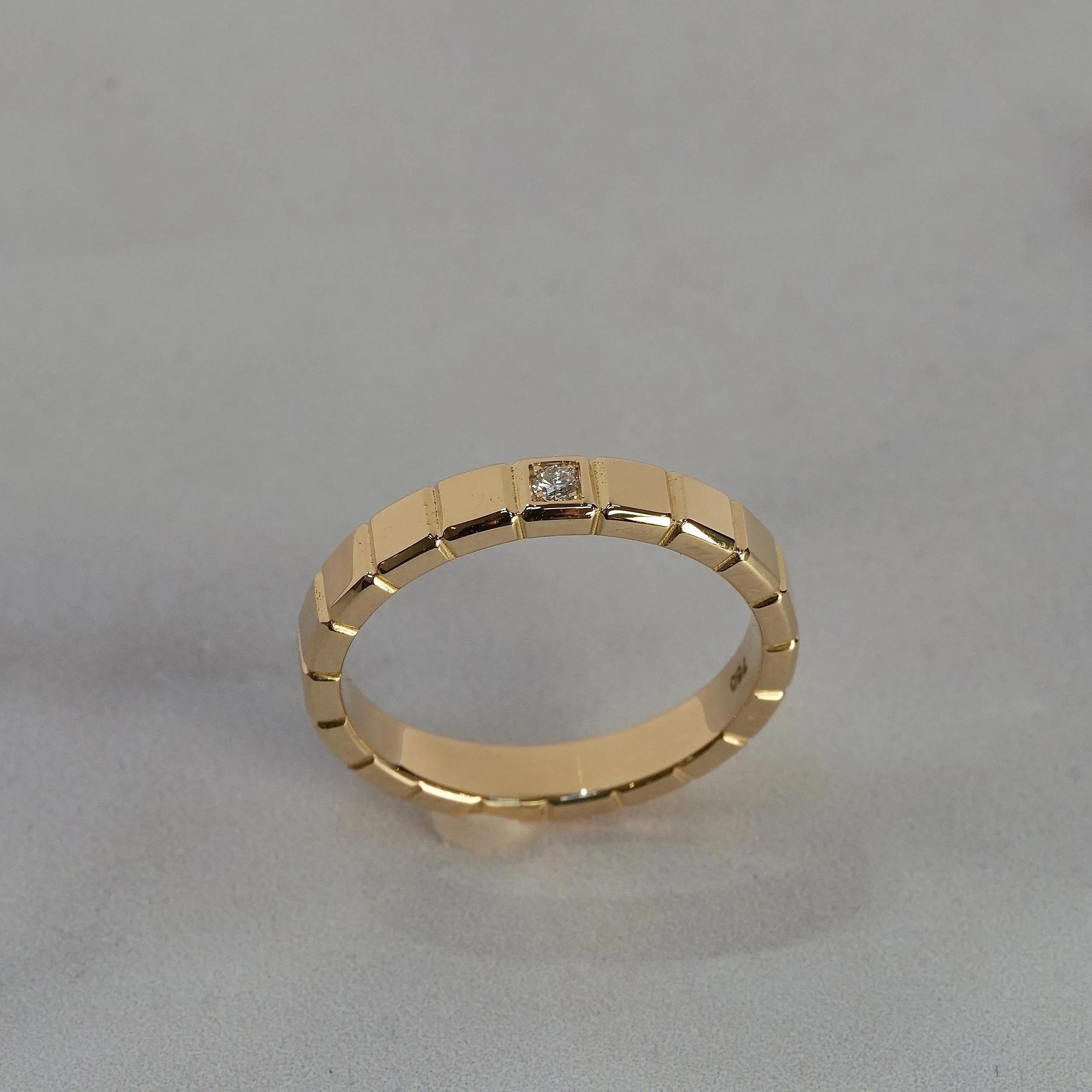 Men’s Ice Cube Style Diamond Ring in 18ct Yellow Gold with 0.04ct Natural Diamond – Angled View | Eighty8Diamonds