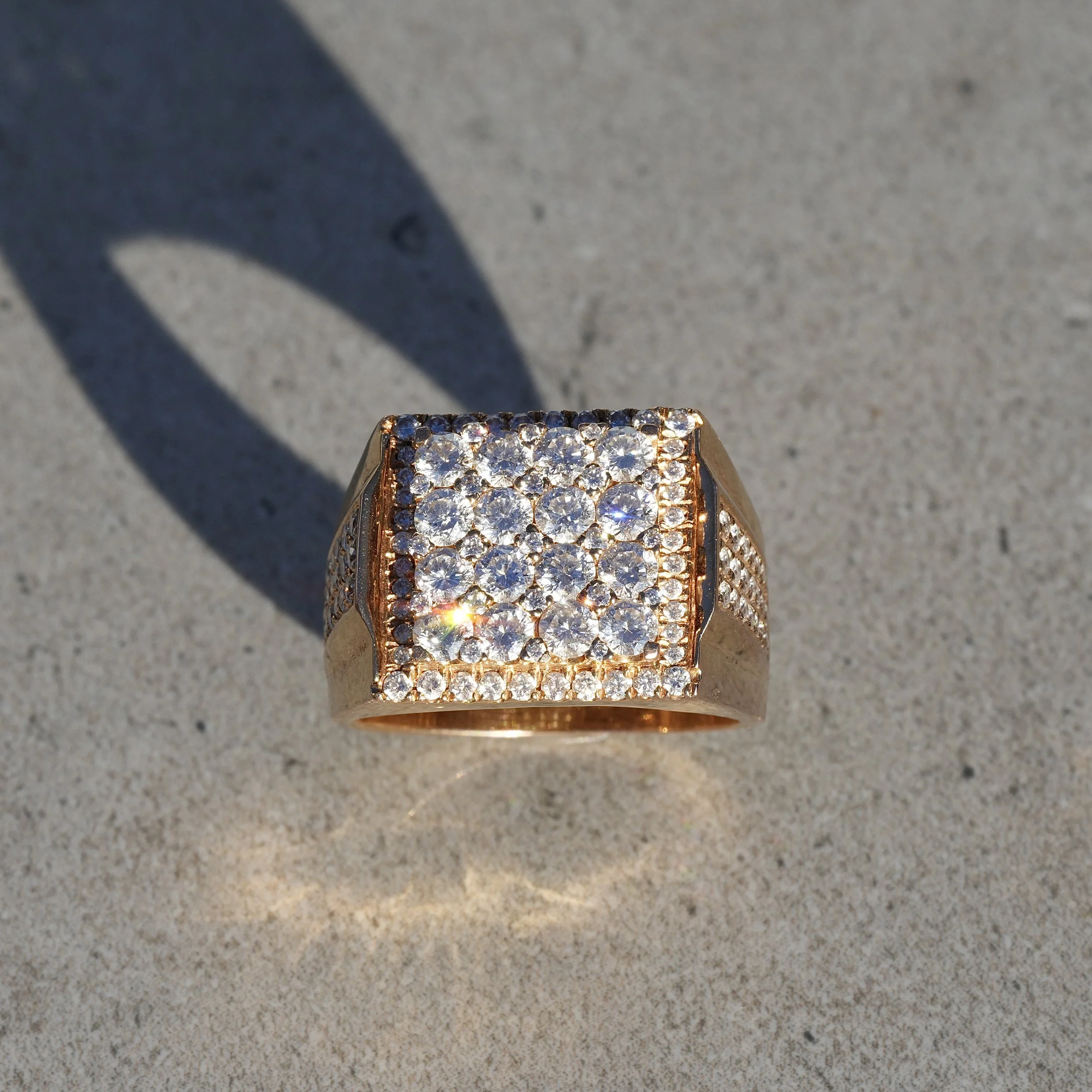 Men's Rose Gold Diamond Ring in 18ct Rose Gold with 1ct Natural Diamonds –Hand View | Eighty8Diamonds