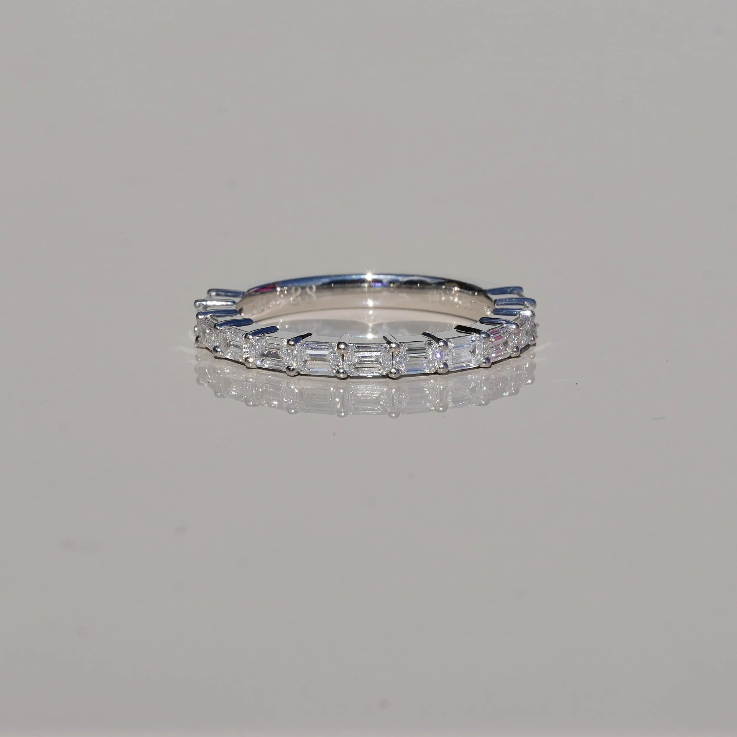 Emerald Cut Diamond Half Eternity Band | Platinum