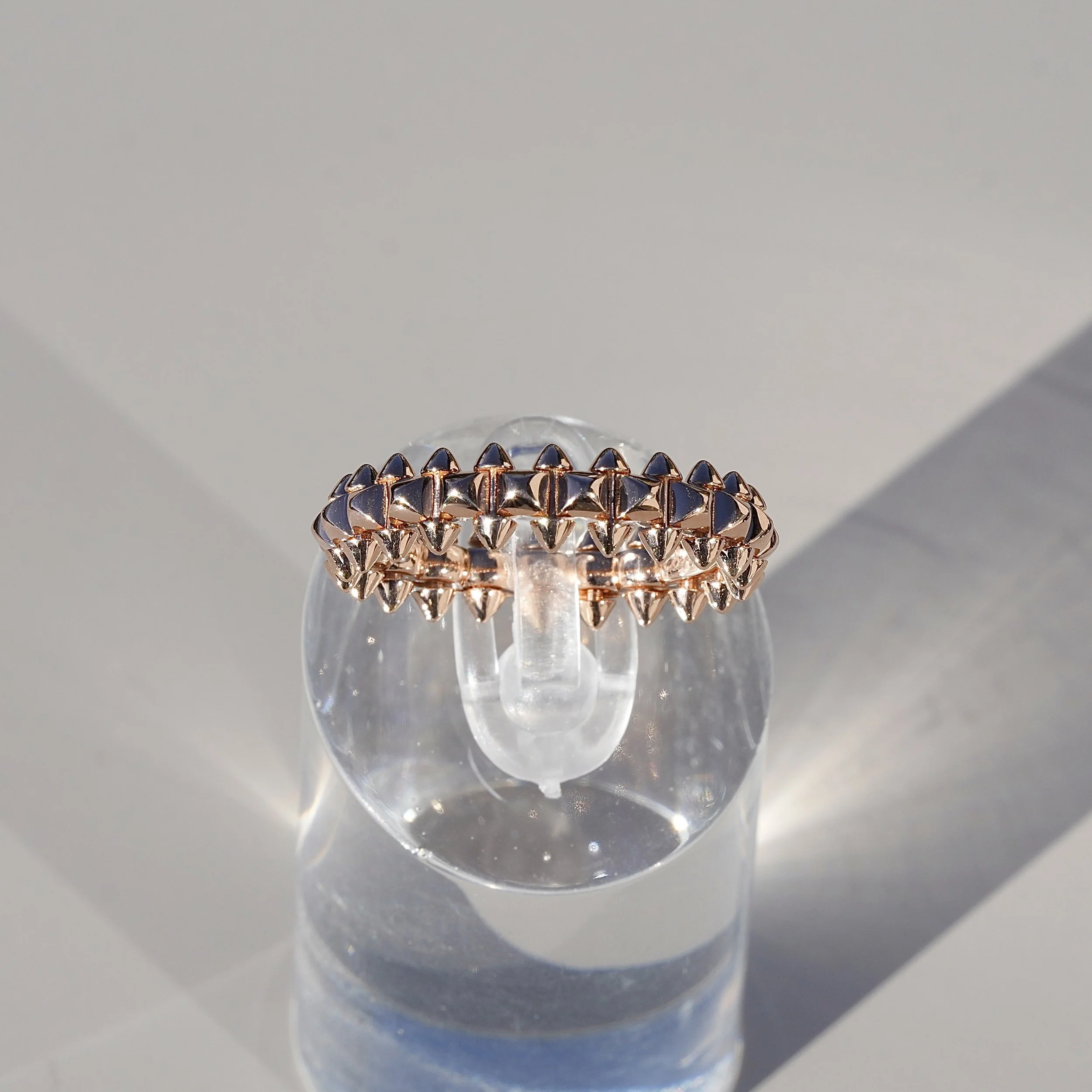 Women's Clash Design Ring in 18ct Rose Gold  – Angeled View | Eighty8Diamonds