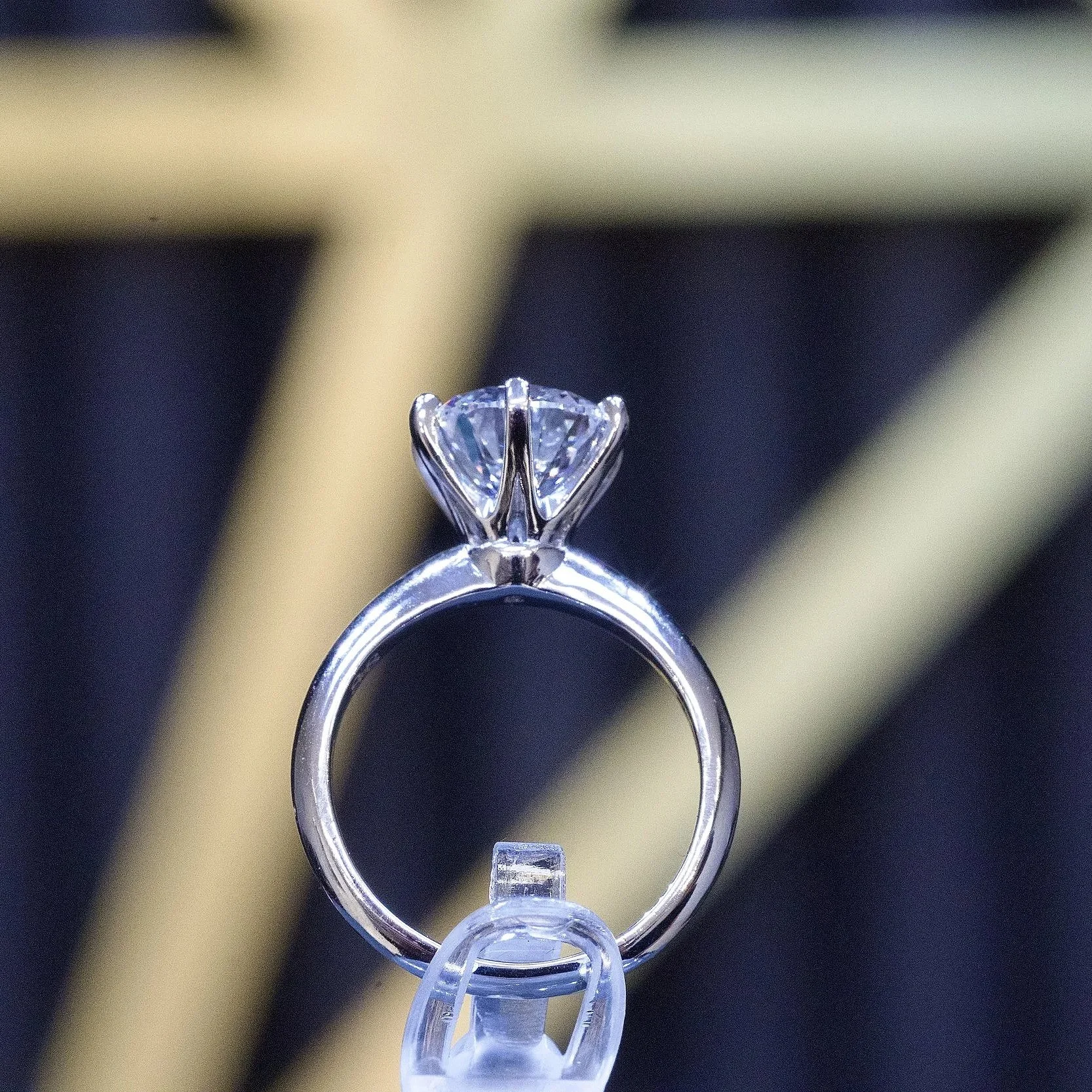 Tiffany Desing Diamond Solitaire Engagement Ring  in Platinum – Angeled View | Eighty8Diamonds