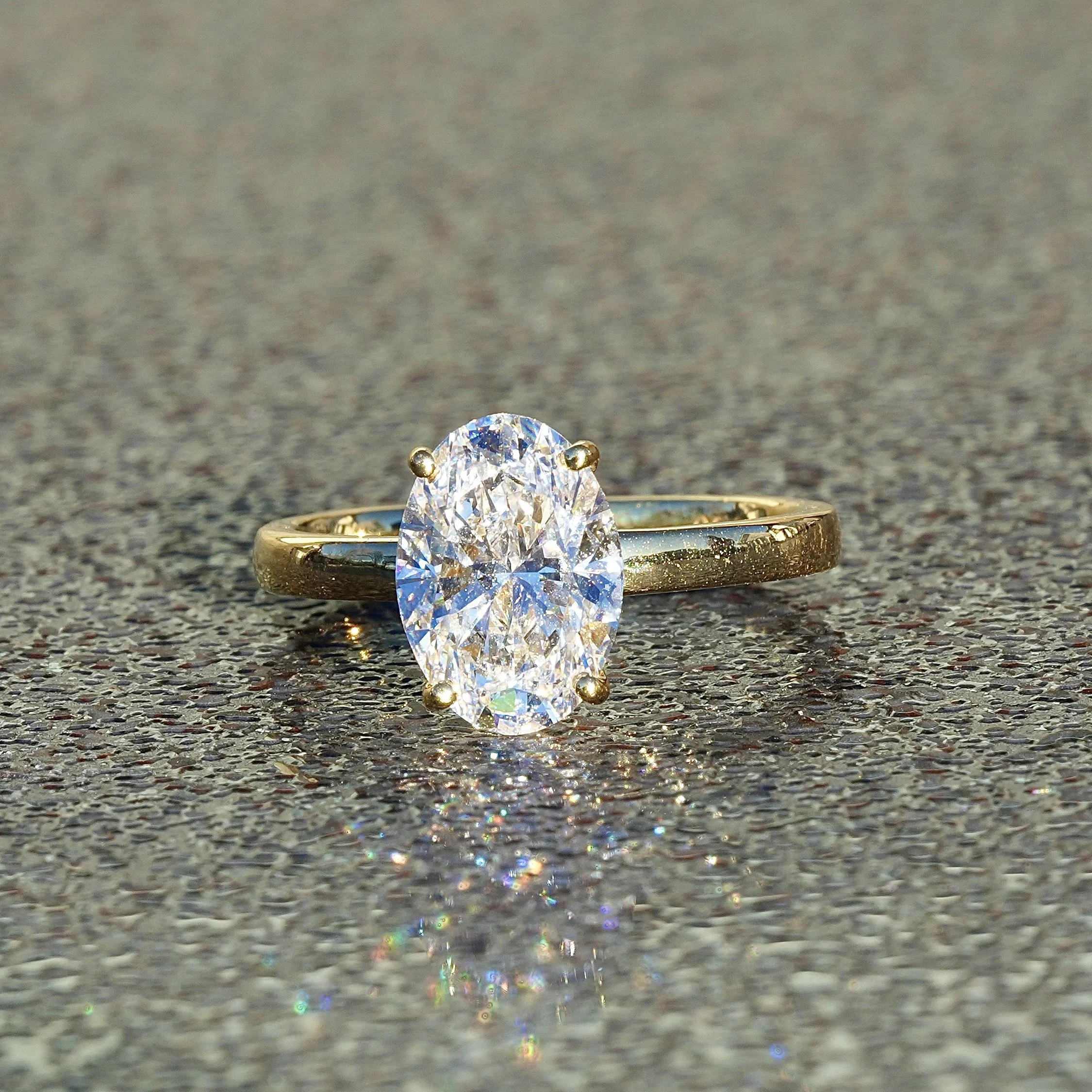 3ct Oval Cut Diamond Engagement Ring in 18ct Yellow Gold -Back View |