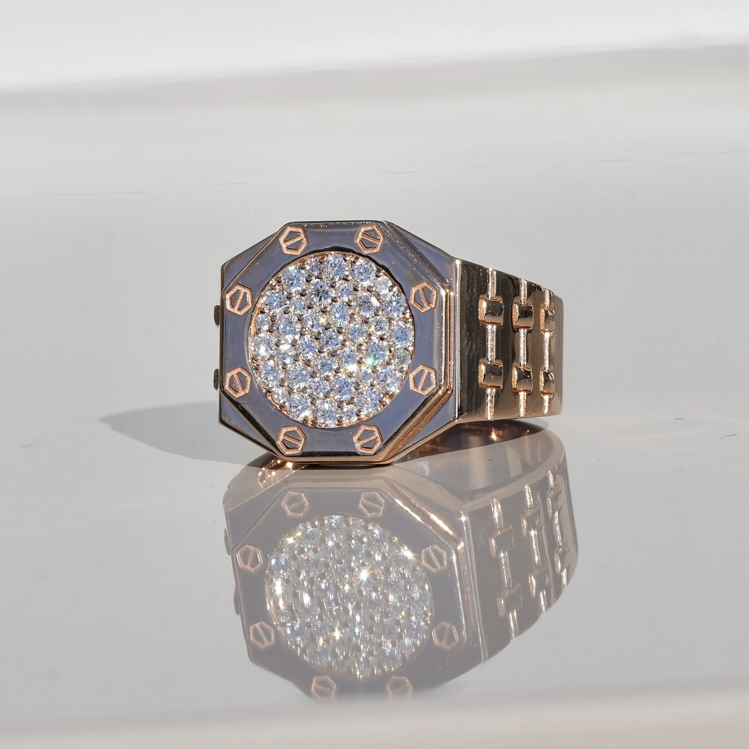 AP Style Ring in 18ct Rose Gold with 1ct Natural Diamonds – Angeled View | Eighty8Diamonds
