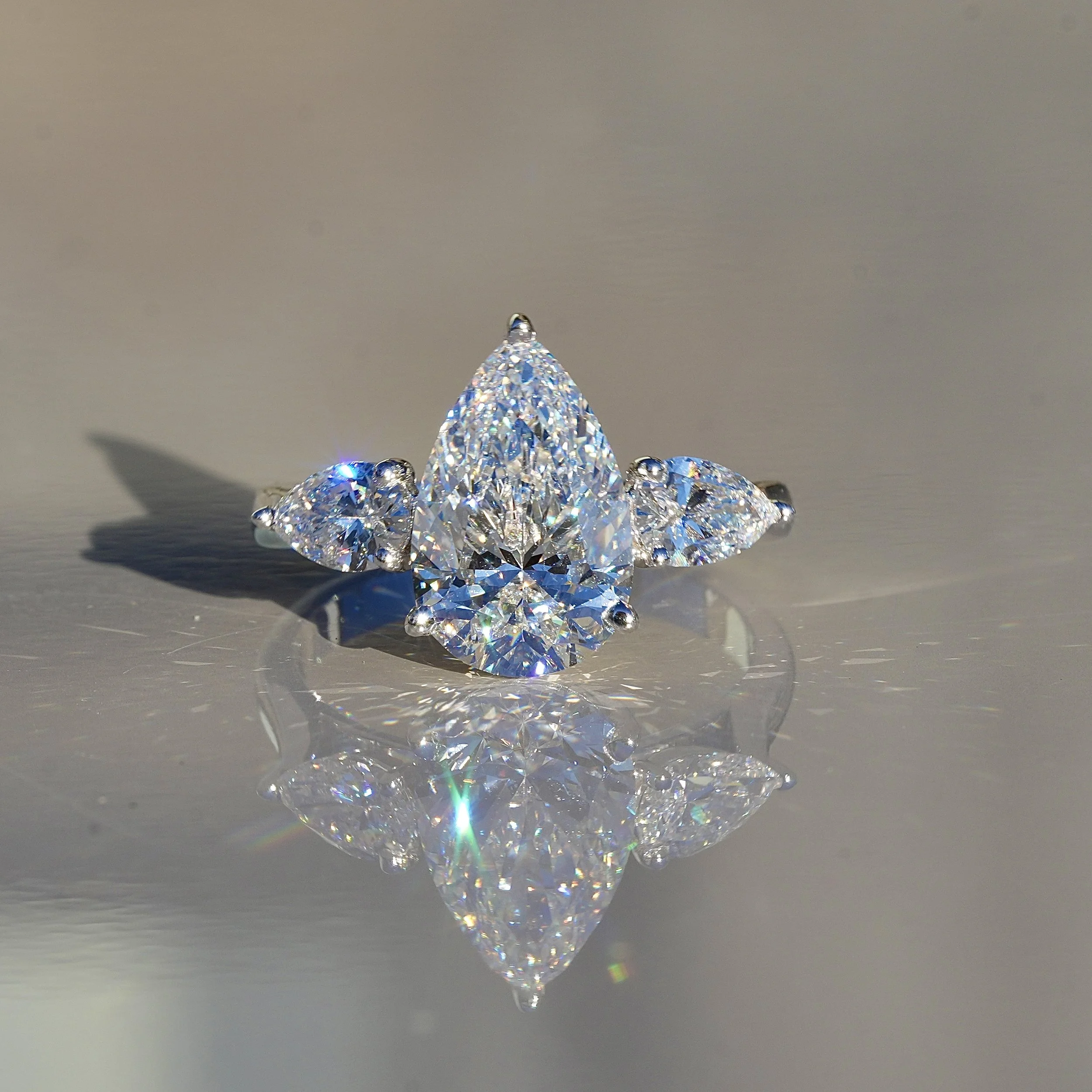 Pear-Cut Diamond Trilogy Ring